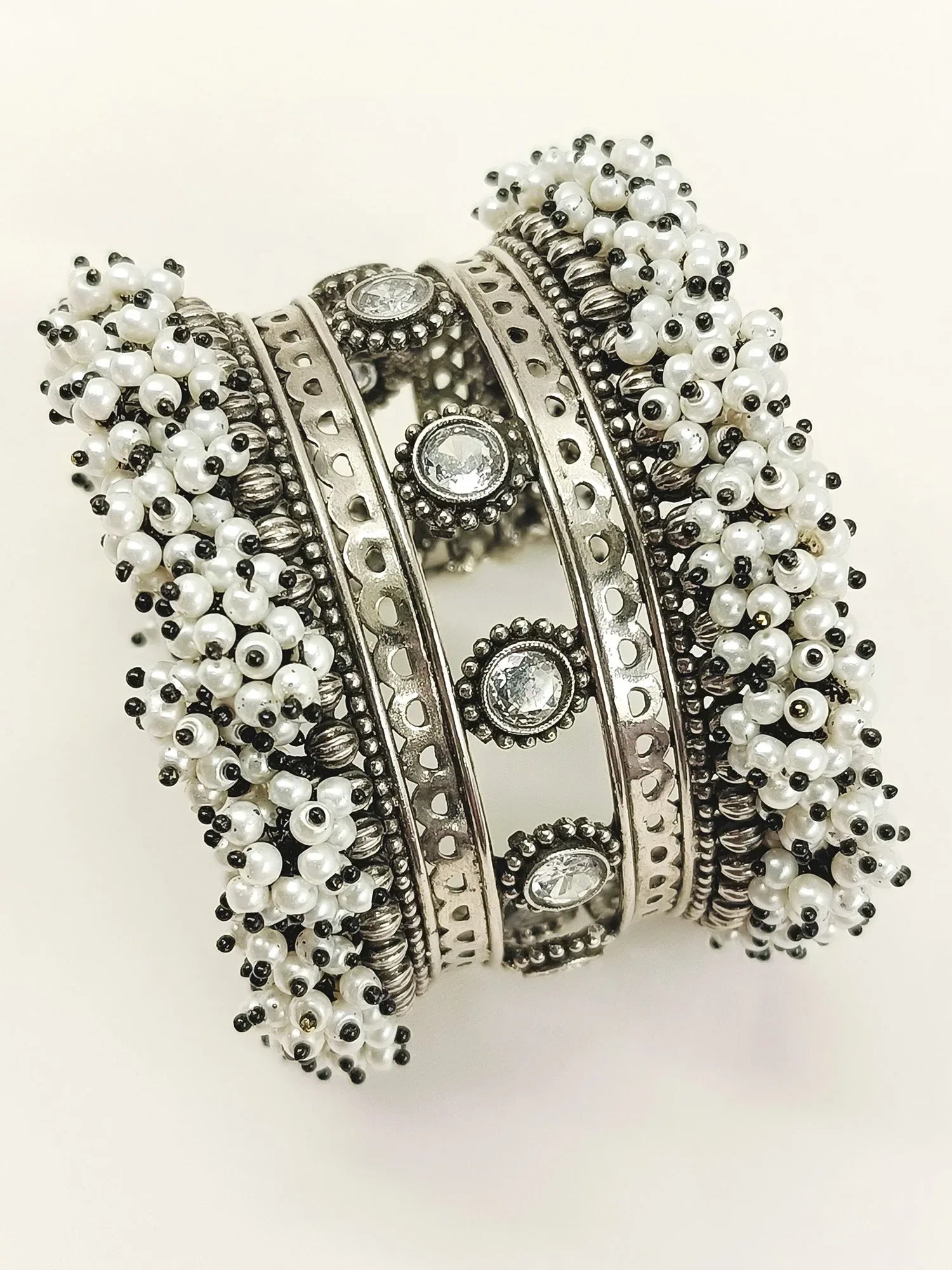 Latika White Oxidized Bracelet