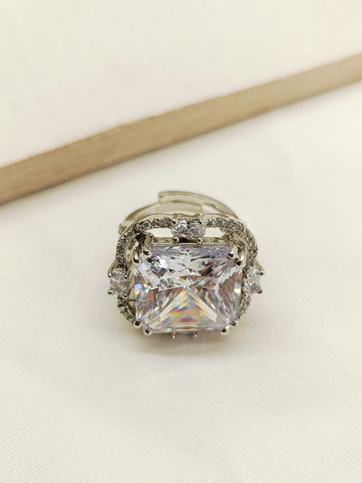 Josie White American Diamond Finger Ring