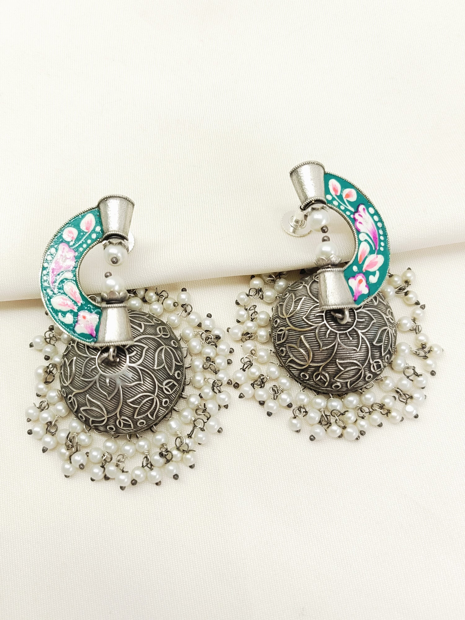 Yesha Blue Oxidized Jhumki