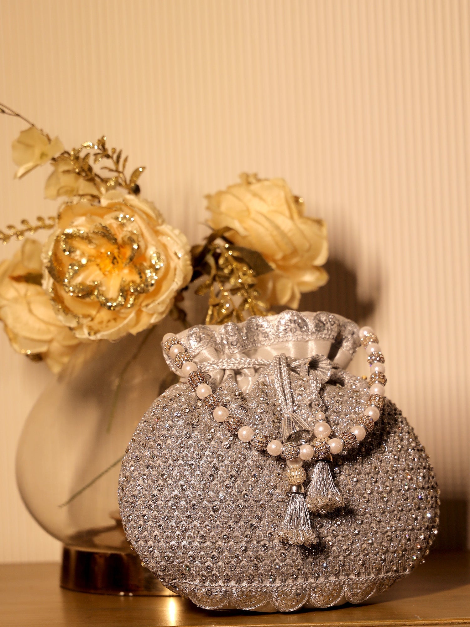 Gouhar Silver Potli Bag