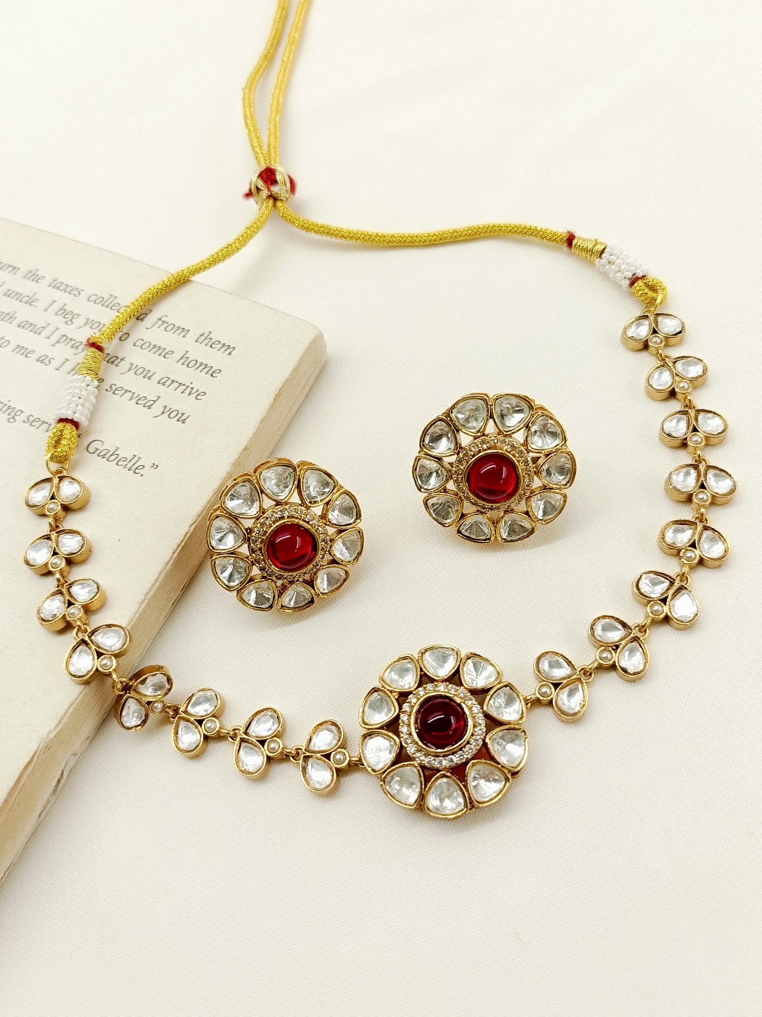 Mannat Maroon Kundan Choker Set