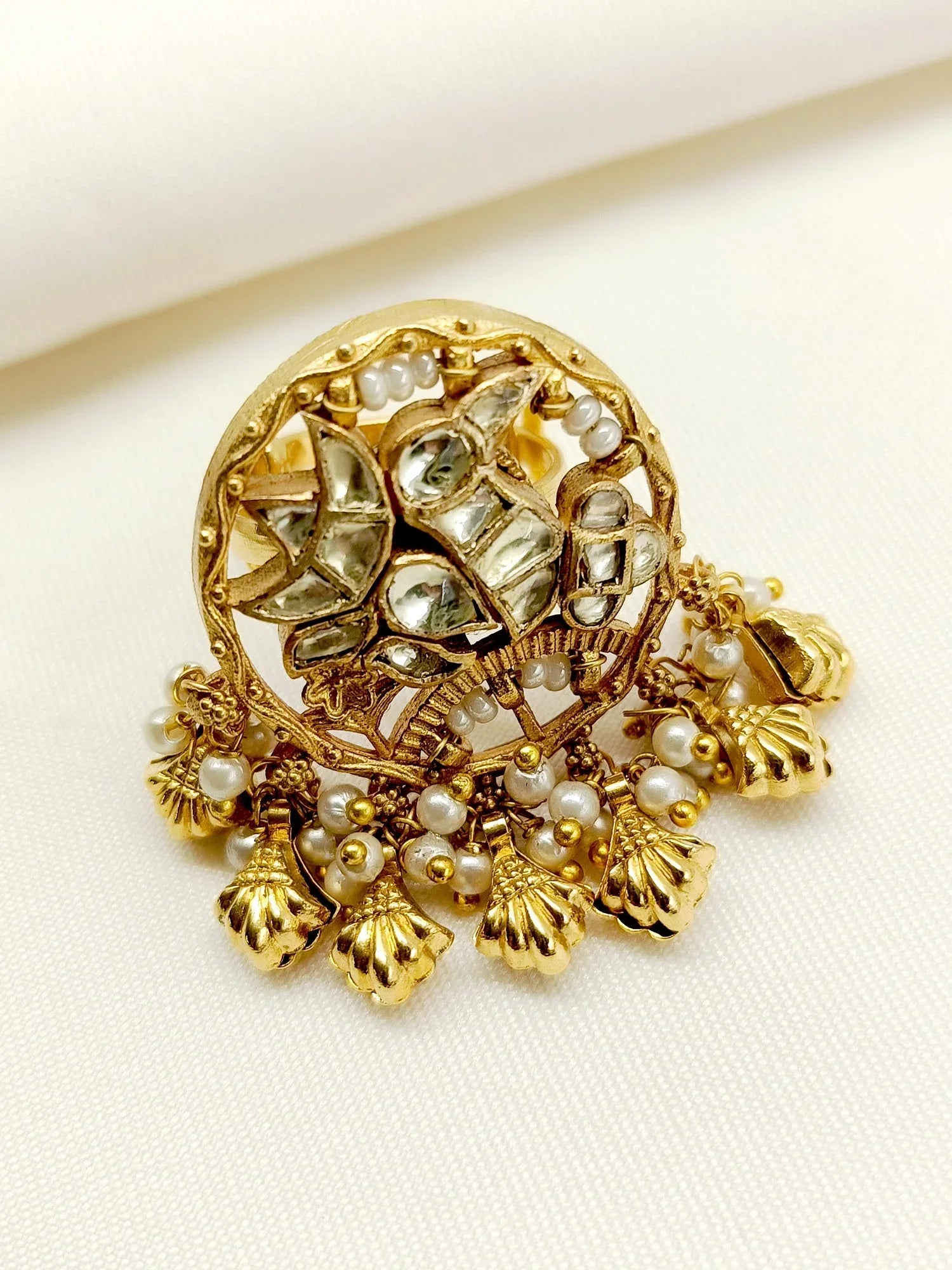 Snehita White Kundan Finger Ring