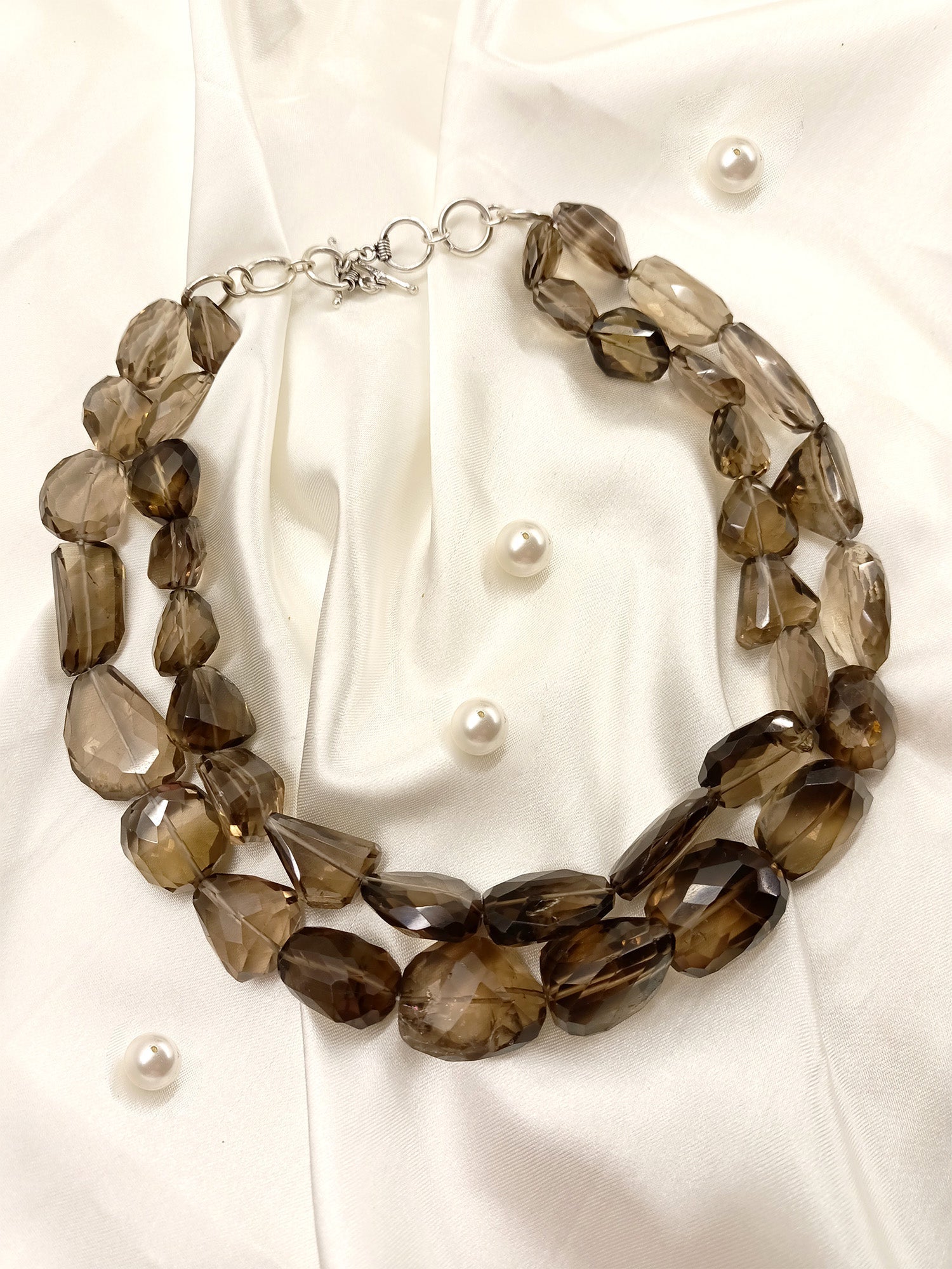 Nayantara Double Layered Charcoal Quartz Necklace - qivii