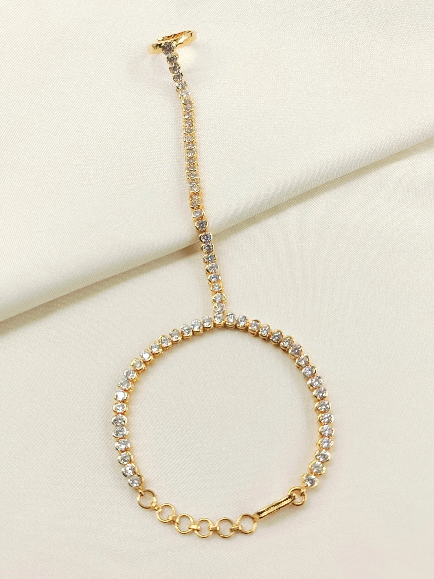 Ananya White American Diamond Hathphool