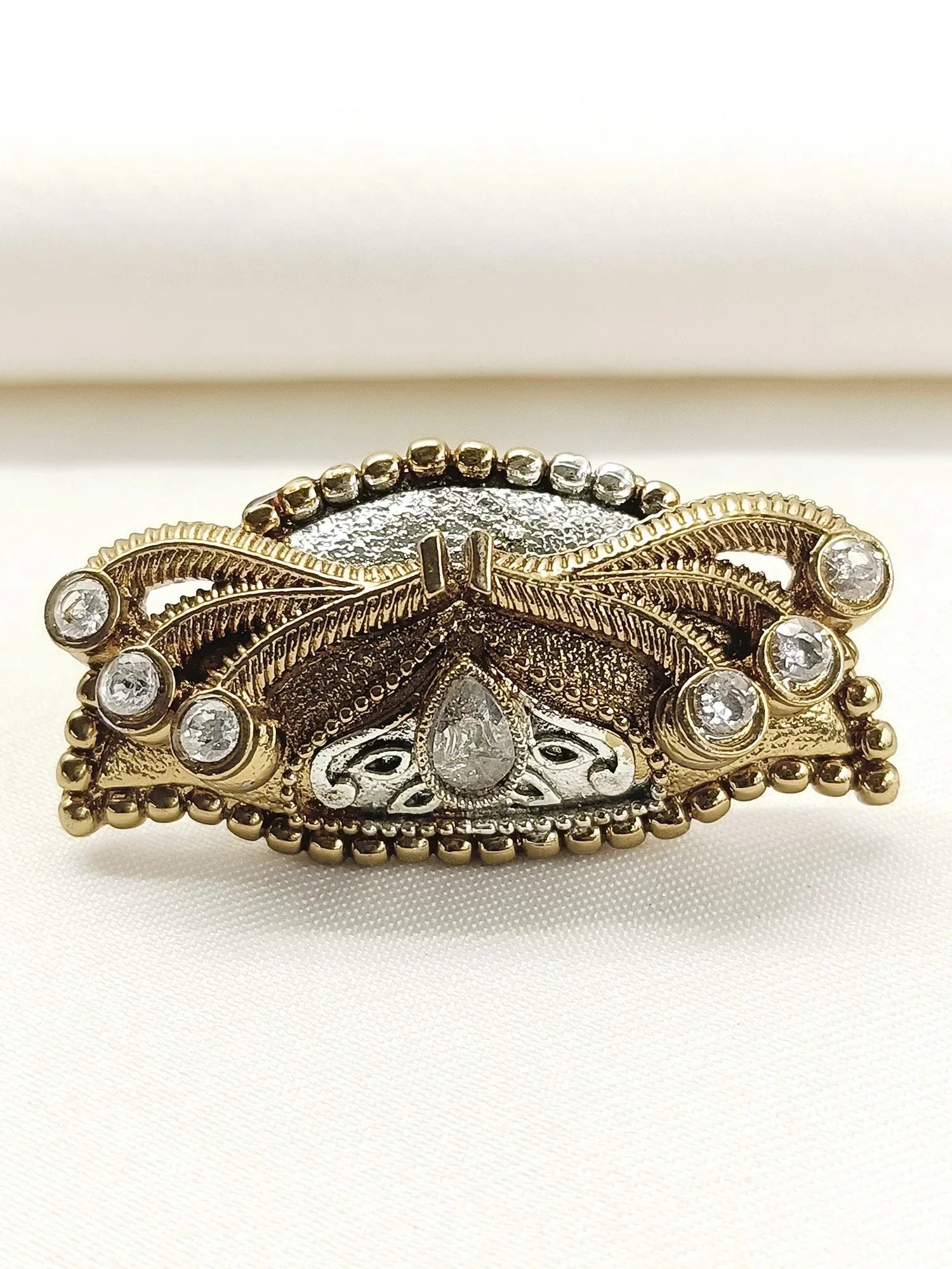 Ojashvi White Oxidized Finger Ring