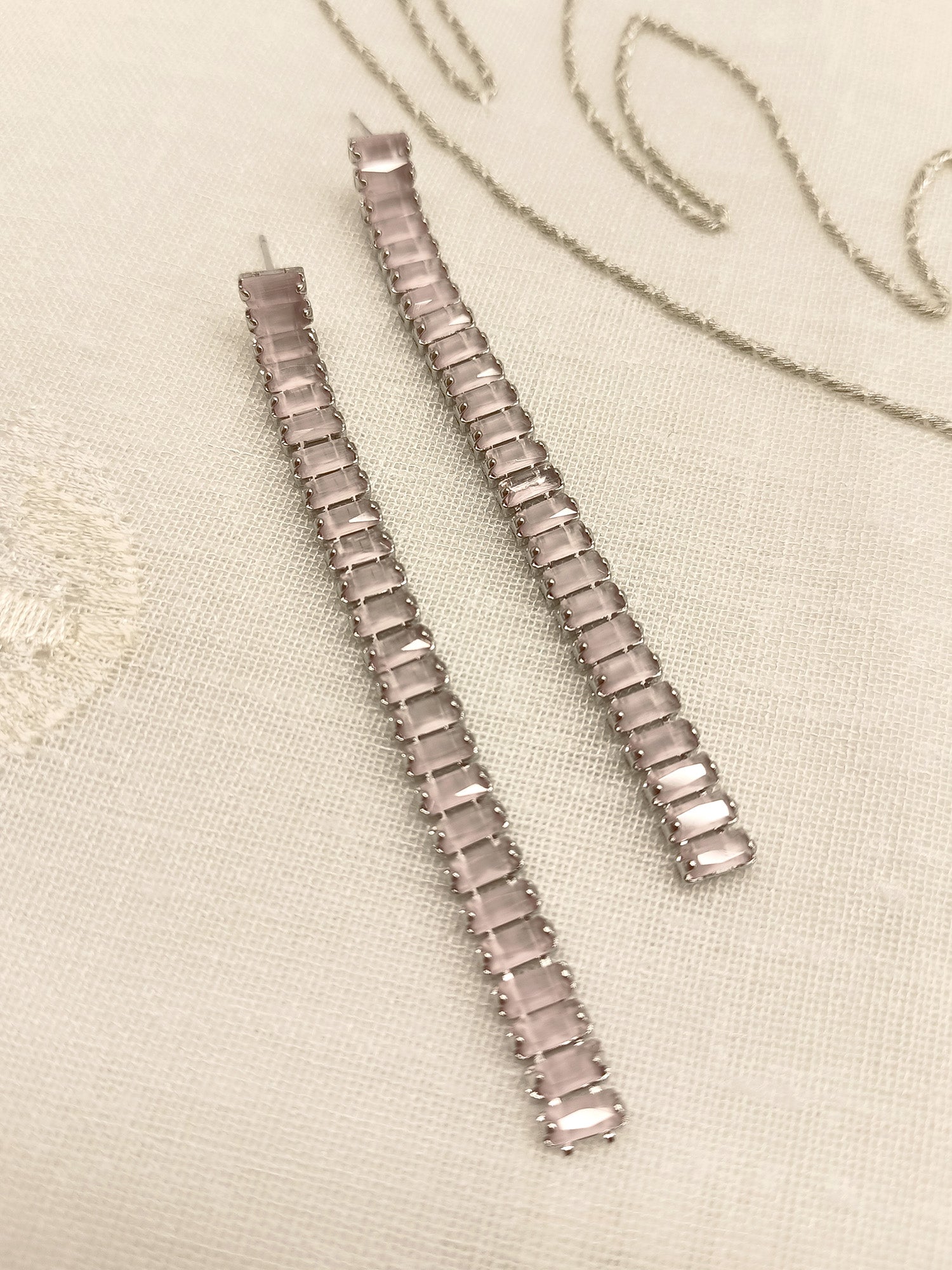 Gurparveen Baby Pink Long Western Earrings - qivii