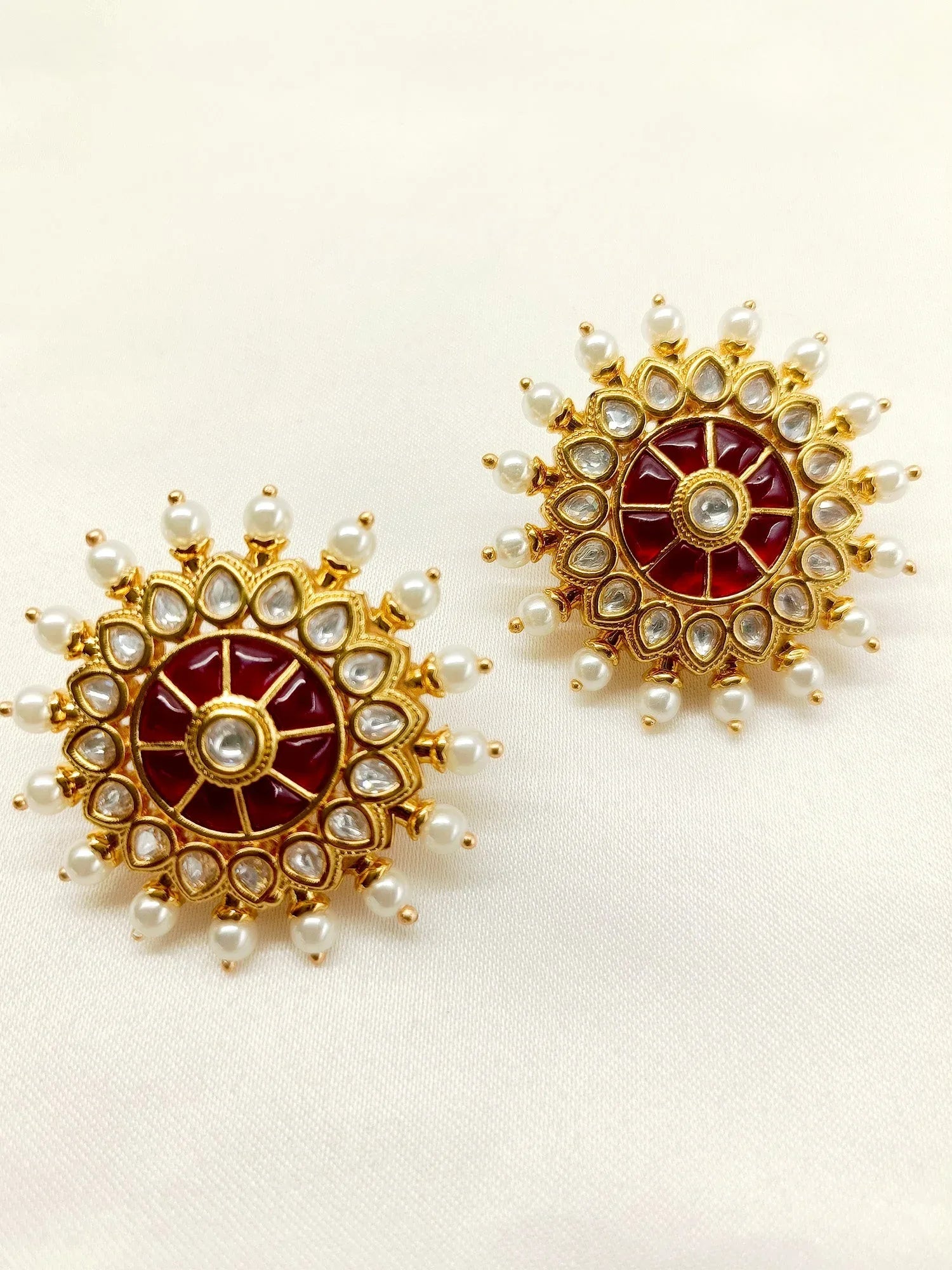 Kavita Maroon Gold Plated Kundan Tops