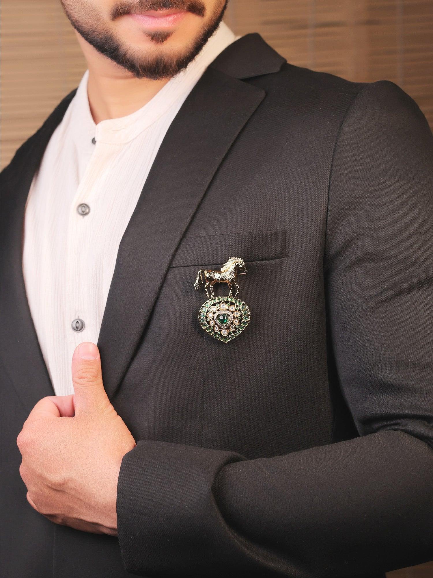 Uday Green Horse Brooch