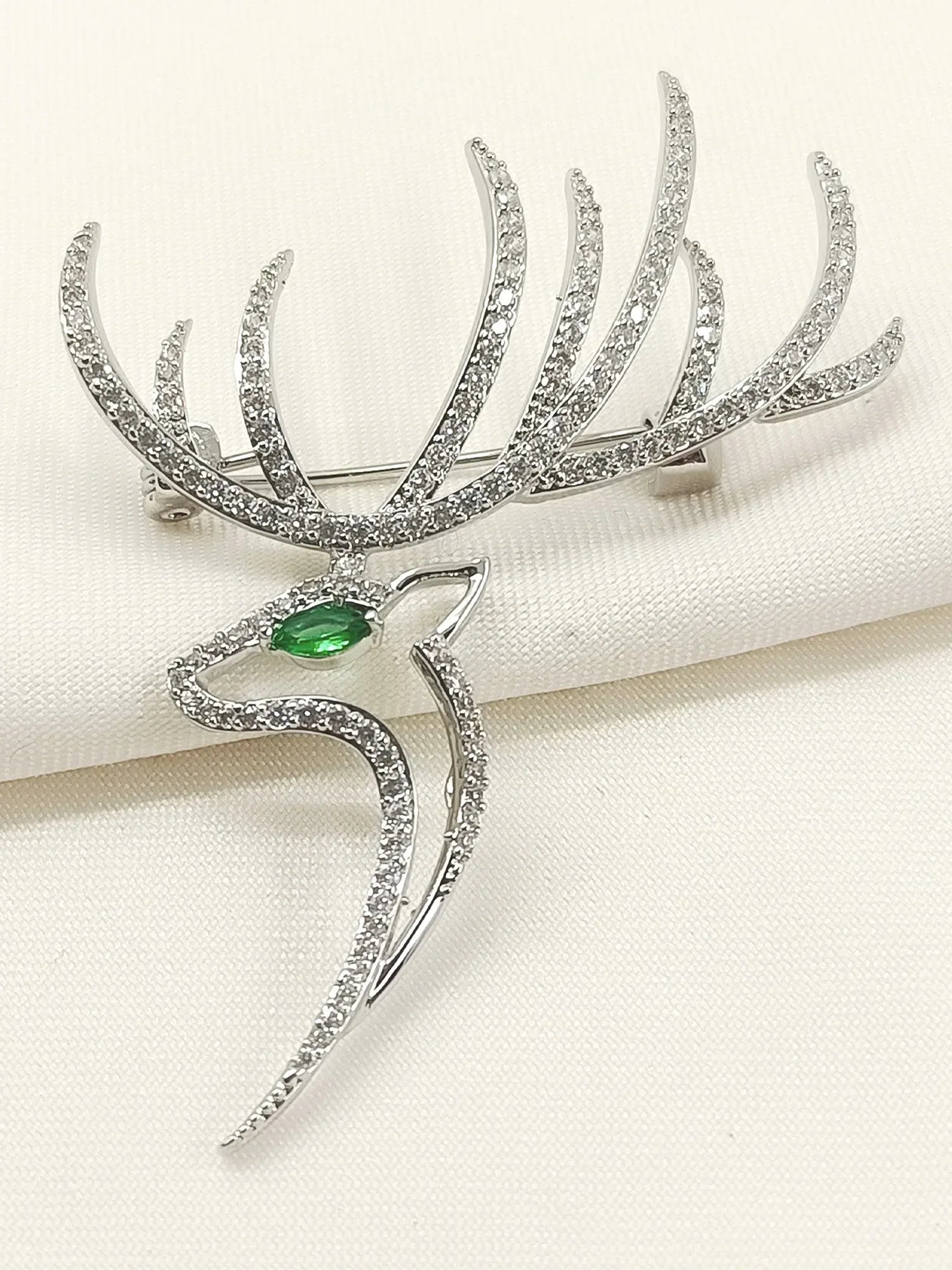 Zakirah Silver Reindeer Brooch