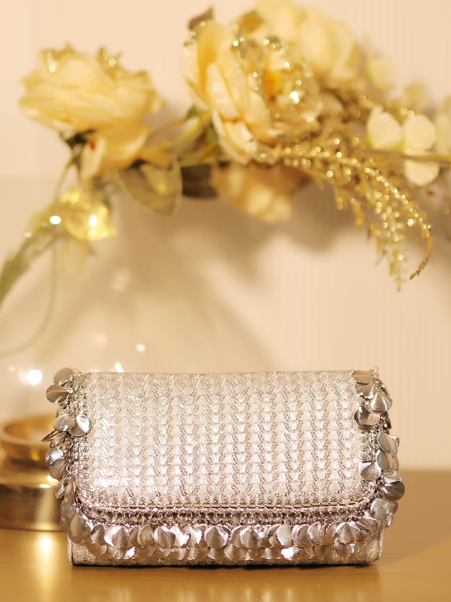 Deya Silver Evening Clutch
