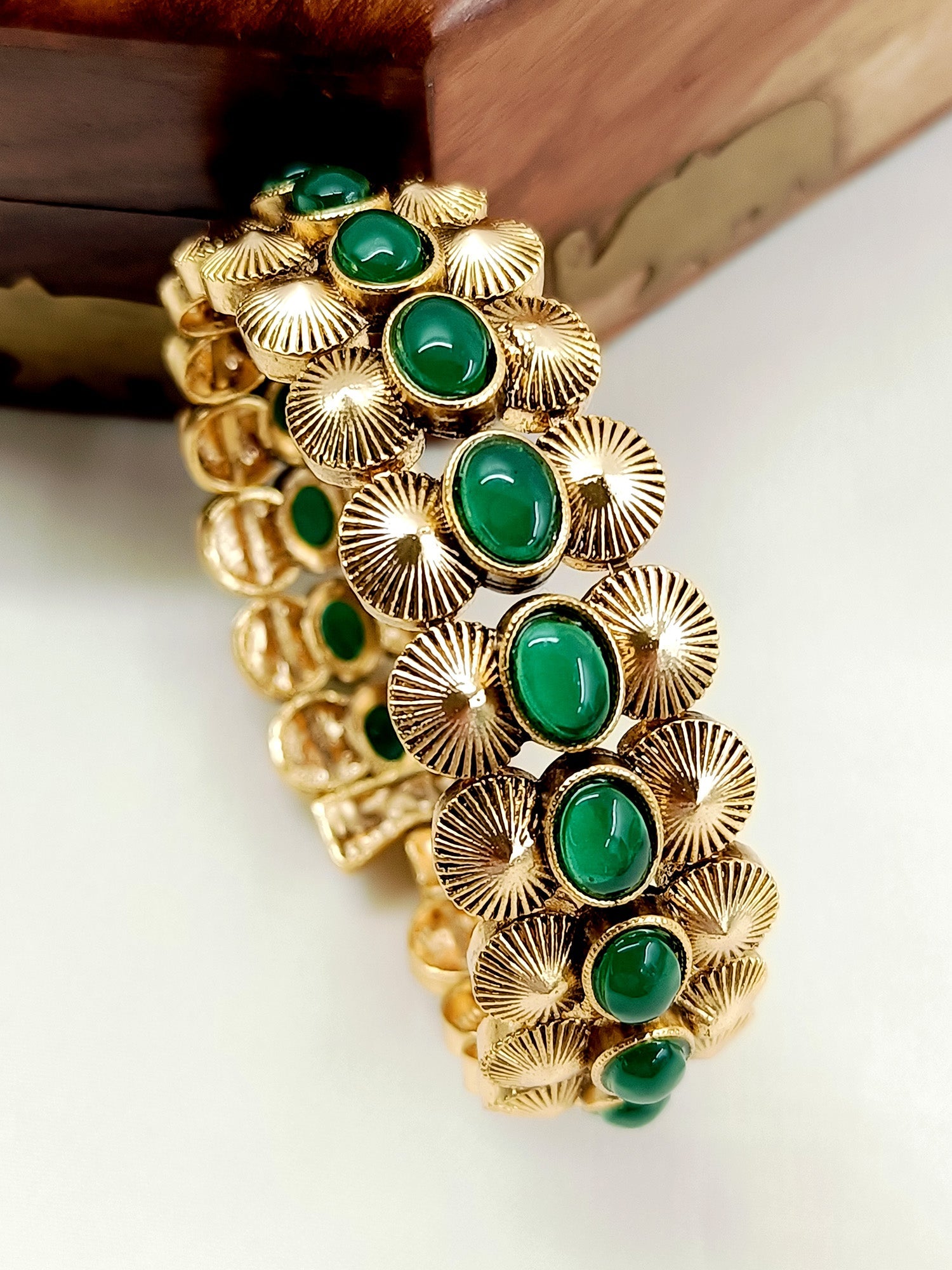 Mayurakshi Green Antique Bracelet
