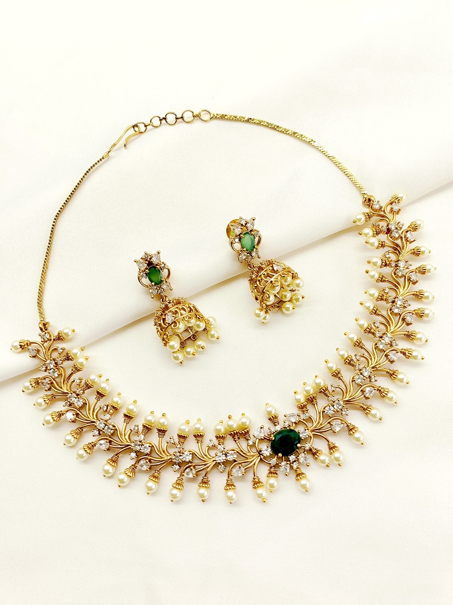 Nimara Green Polki Choker Set - qivii