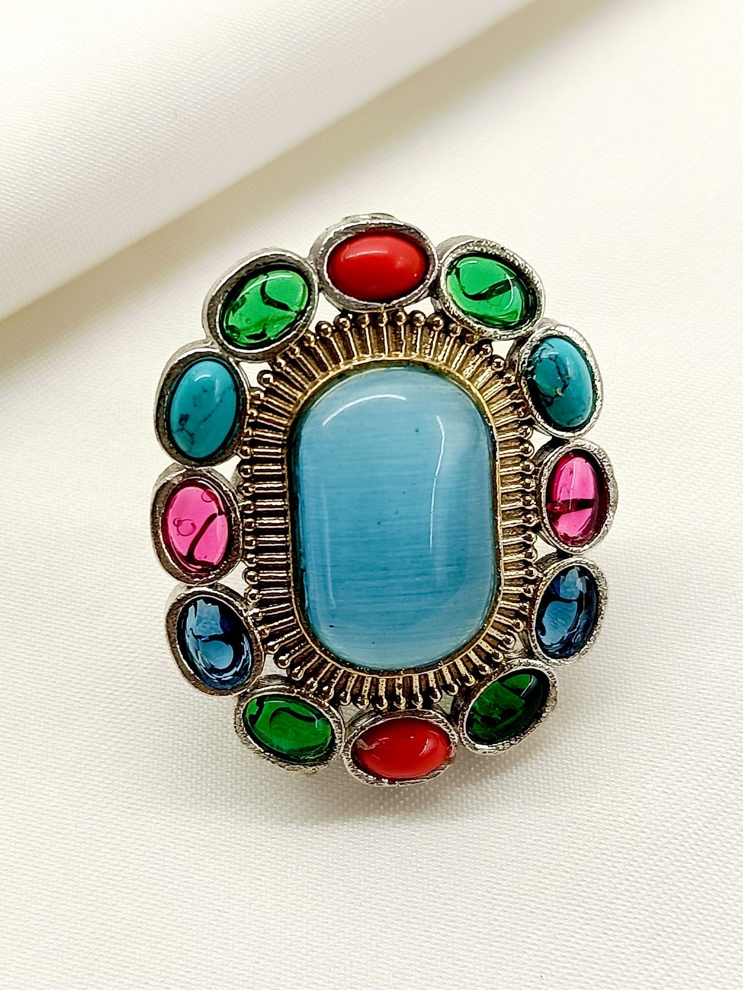 Divyanshi Multi Colour Oxidized Finger Ring - qivii