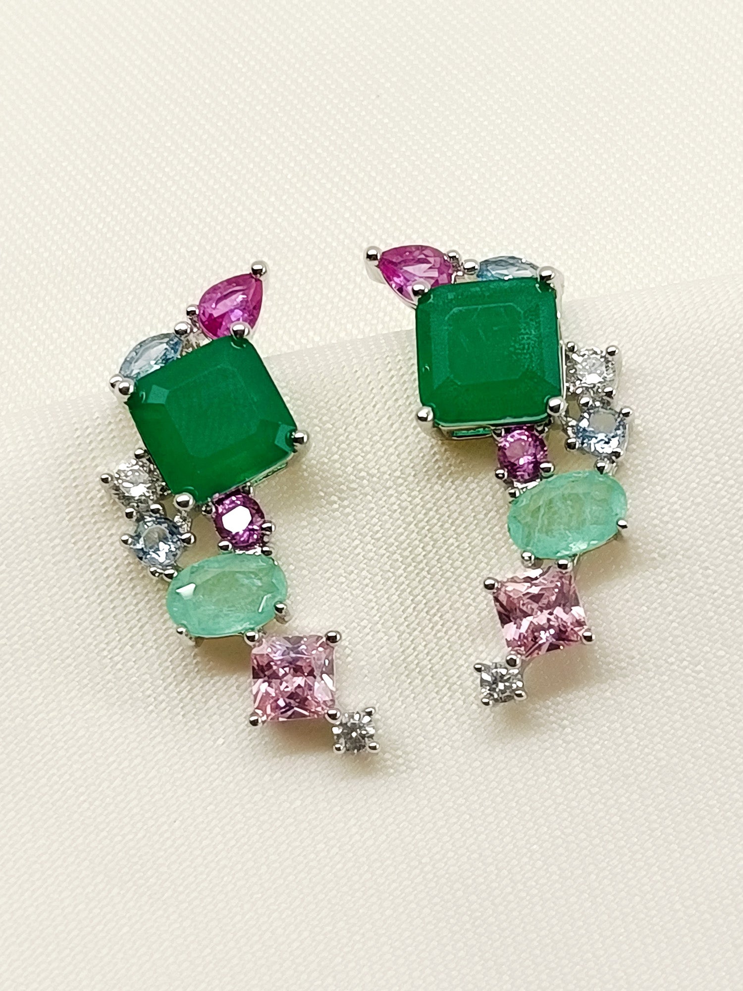 Jacqueline Multi Colour American Diamond Earcuffs