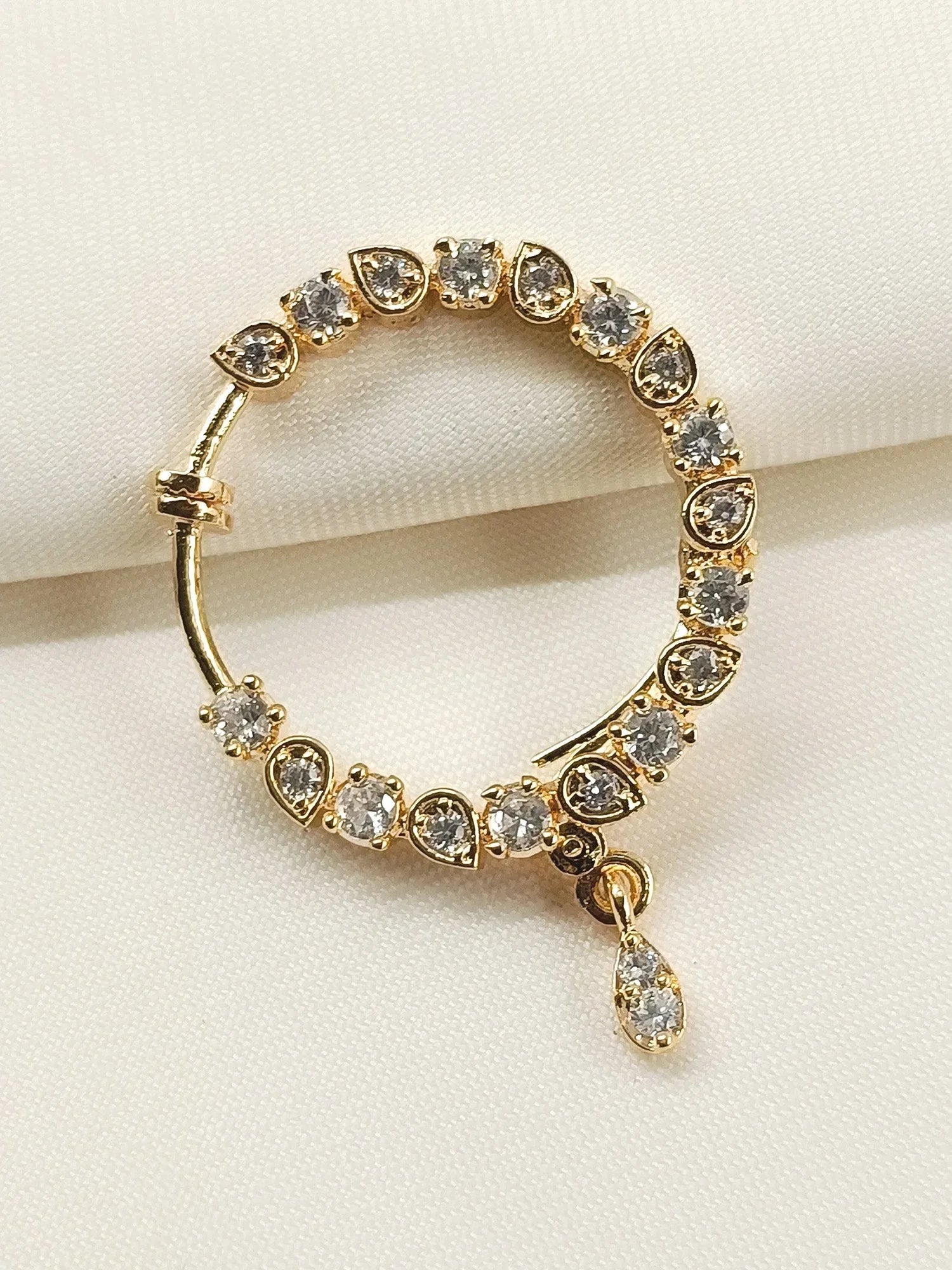 Zikar White American Diamond Nath