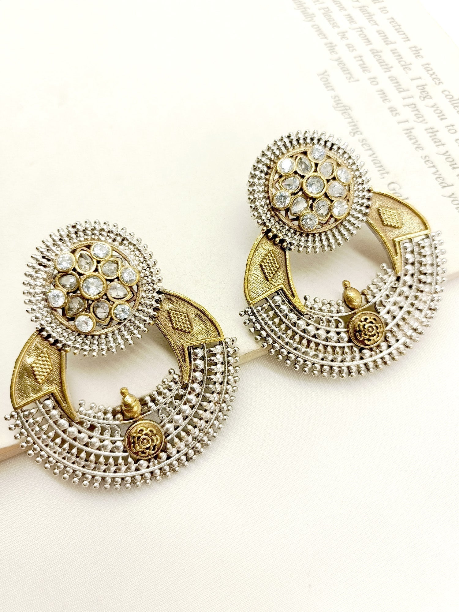 Takisha White Oxidized Earrings - qivii