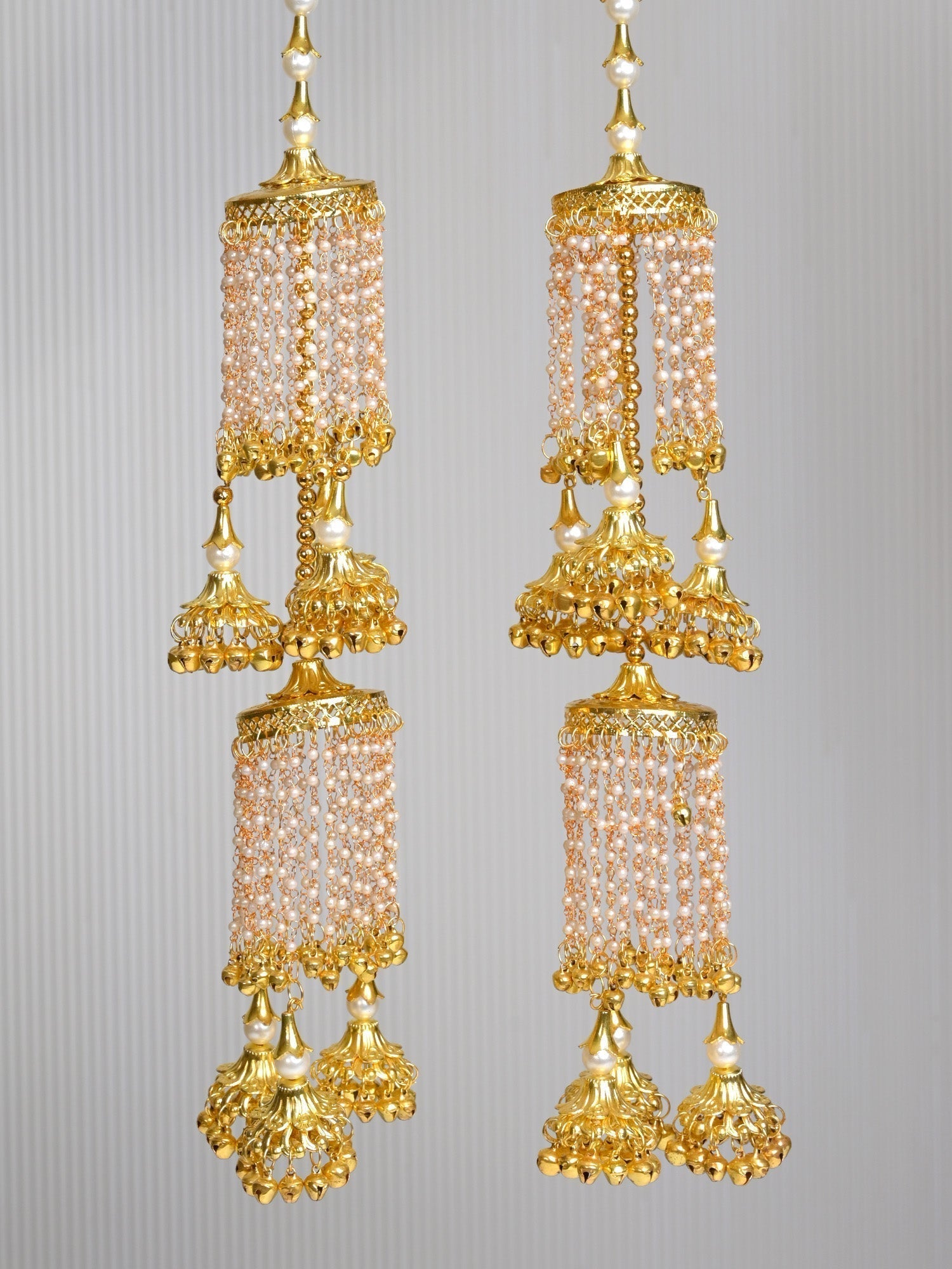 Shifa Golden Long Pearl Hanging Kalira - qivii