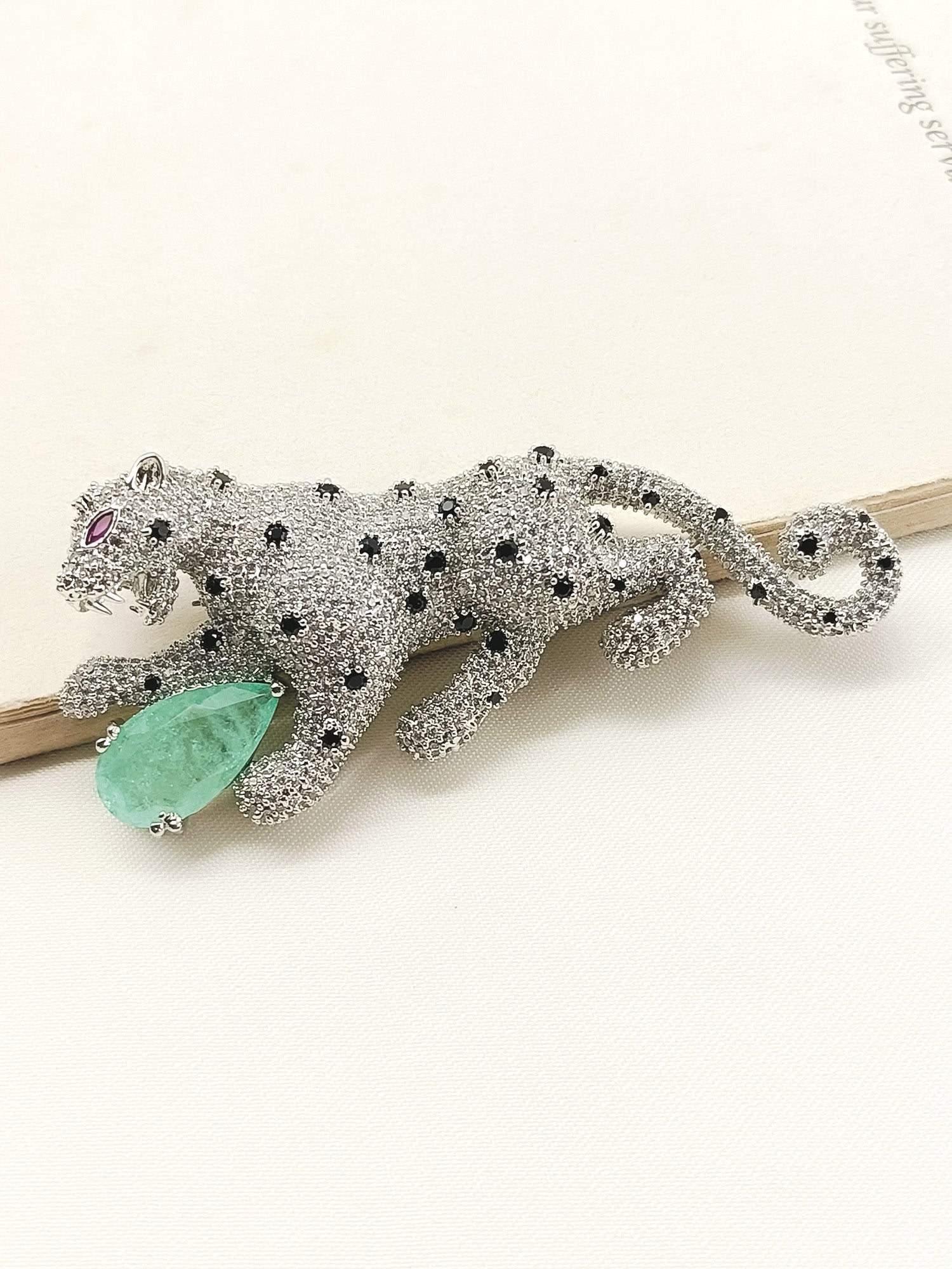 Kartik Mint Green Leopard Men's Brooch