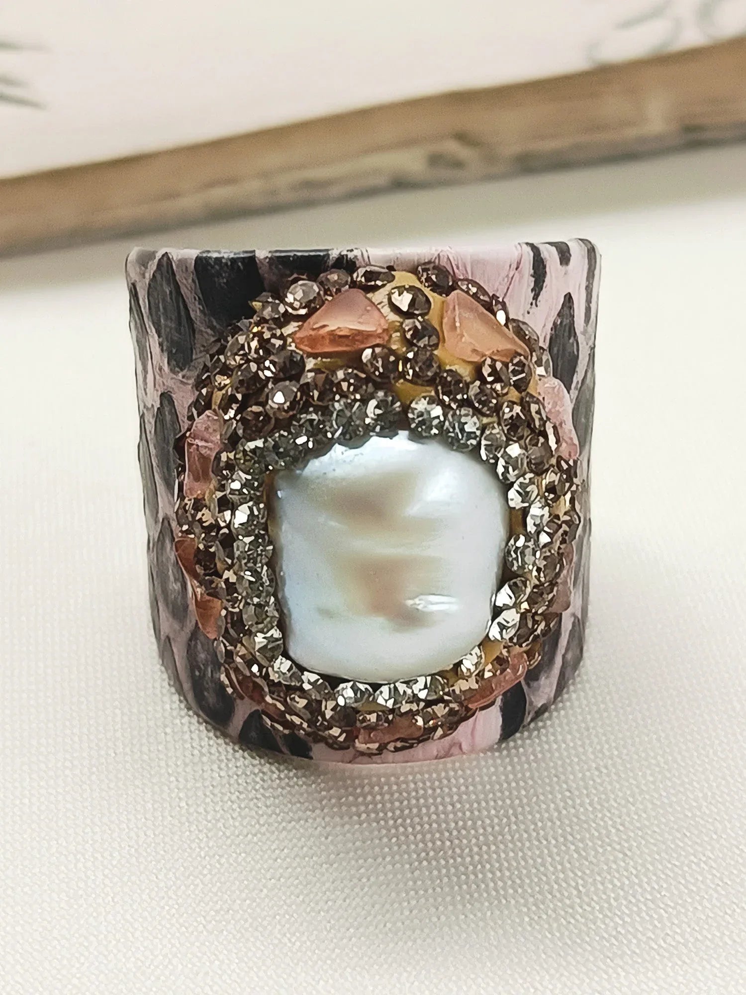 Tapati Pink Western Bracelet With Finger Ring
