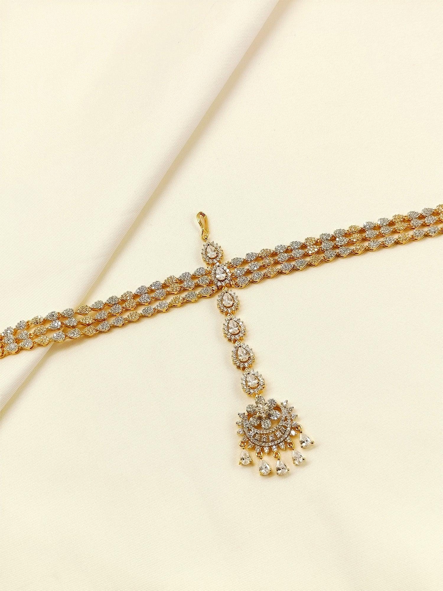 Dakshita White American Diamond Sheeshphool