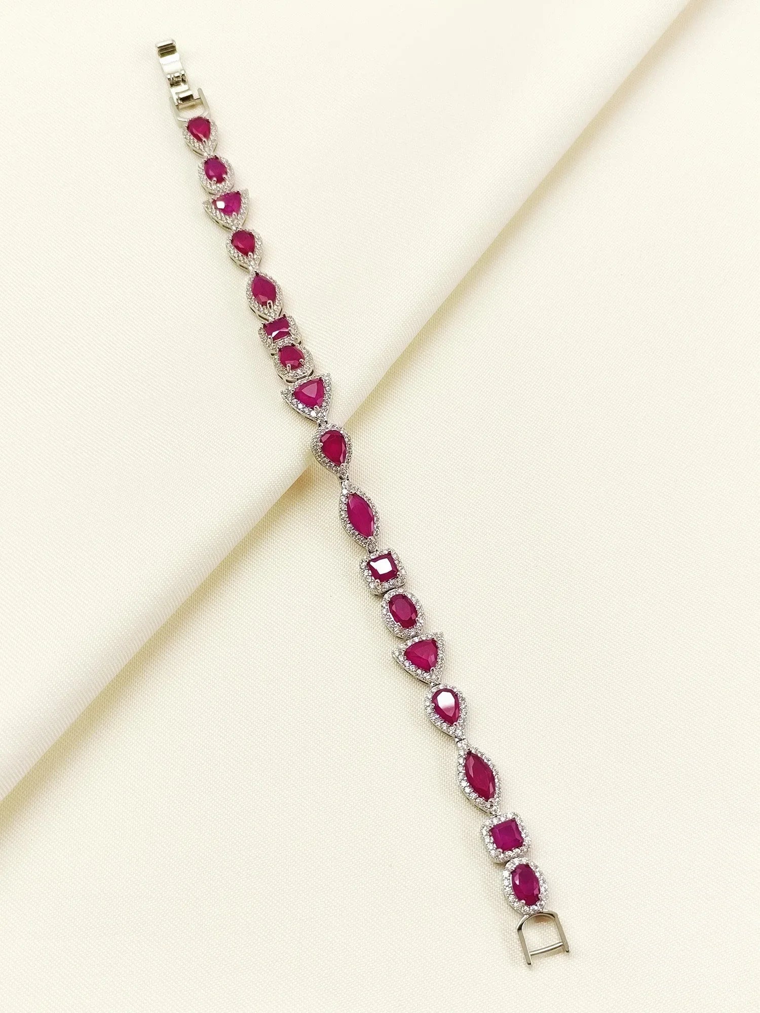 Elower Ruby American Diamond Bracelet