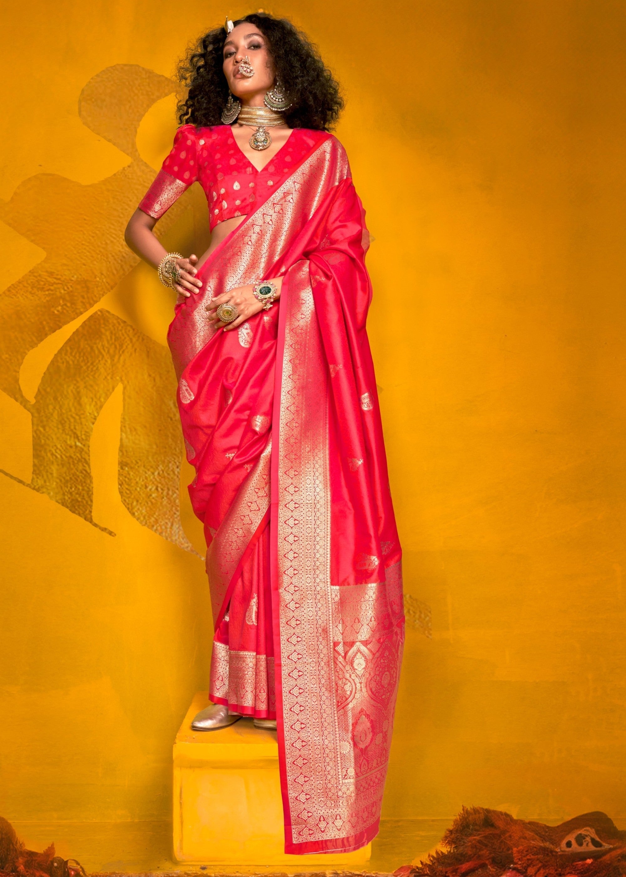 Megenta Two Tone Handloom Weaving Silk Saree - qivii