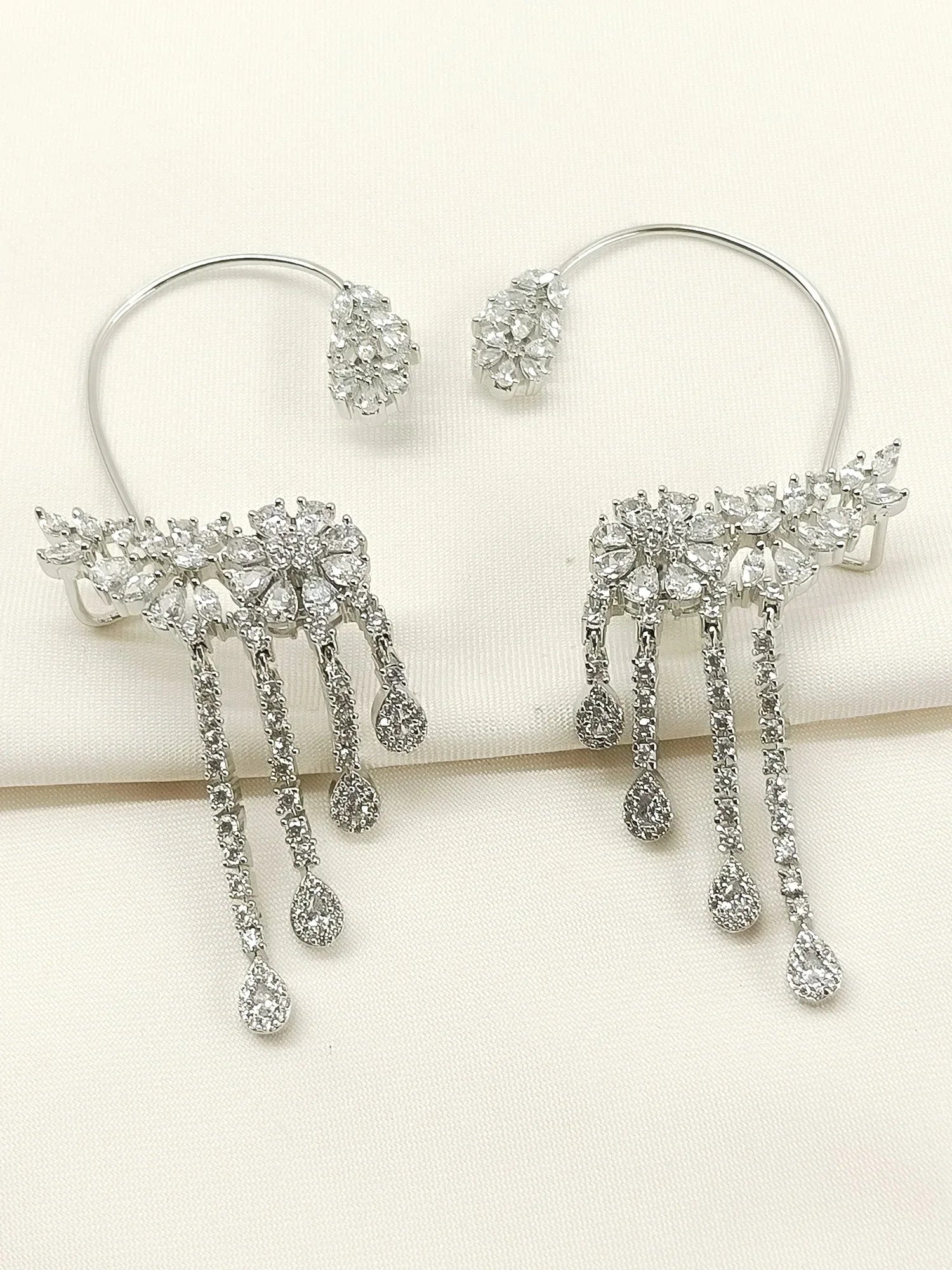 Rudrani White American Diamond Earrings