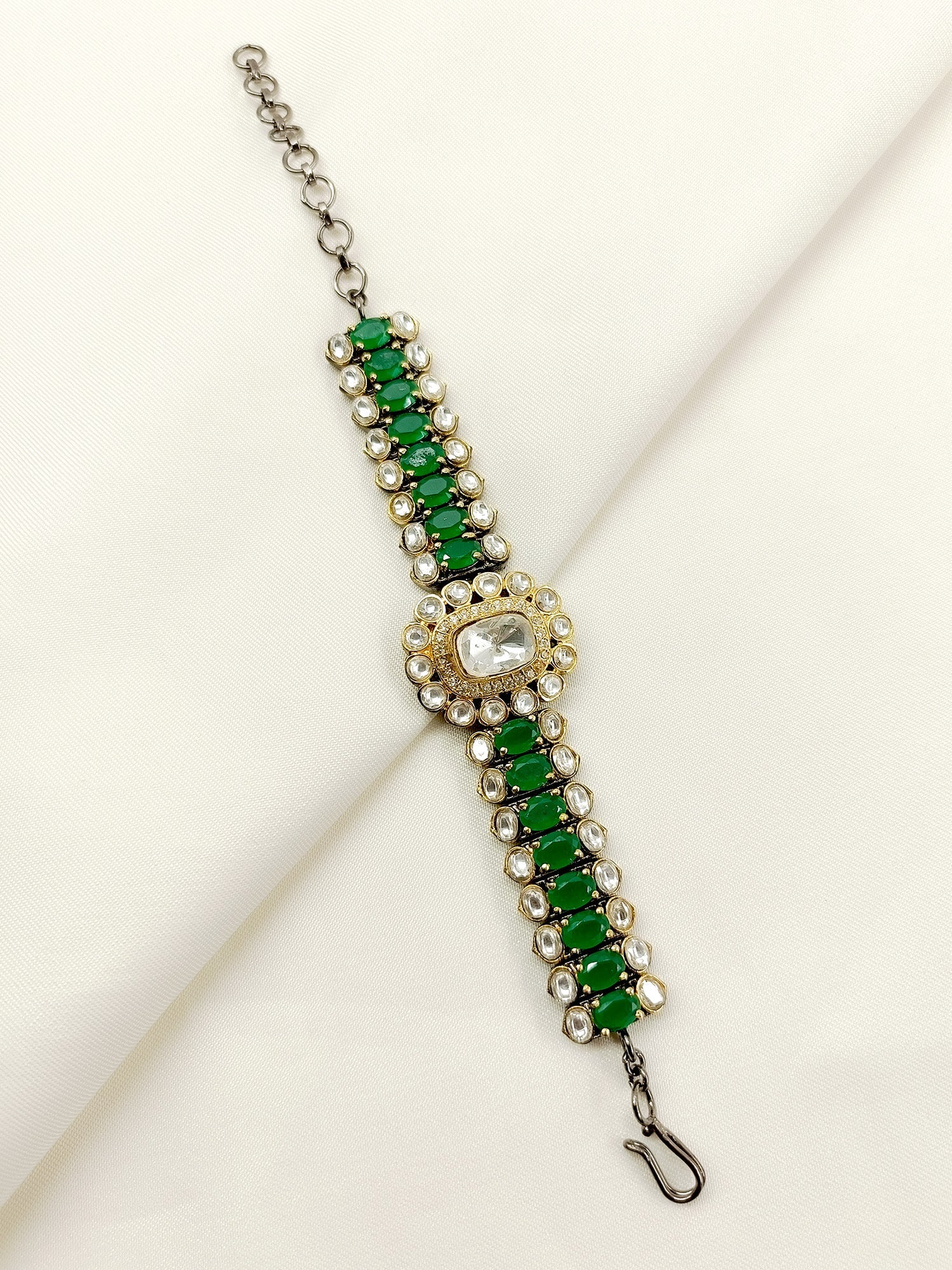Tanishka Green Kundan Bracelet