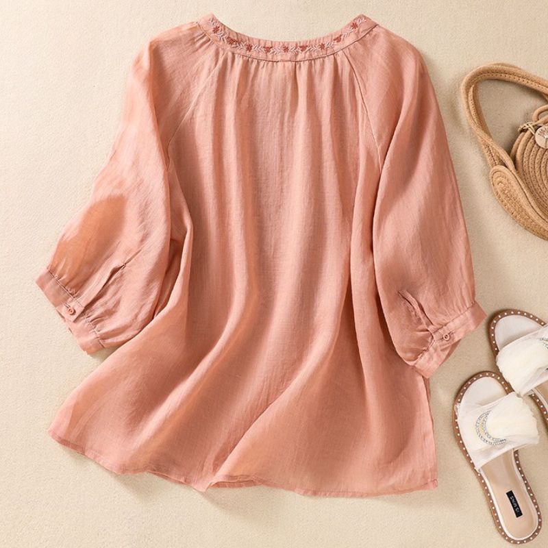 Serafina Cotton-Linen Blouse - By Qivii