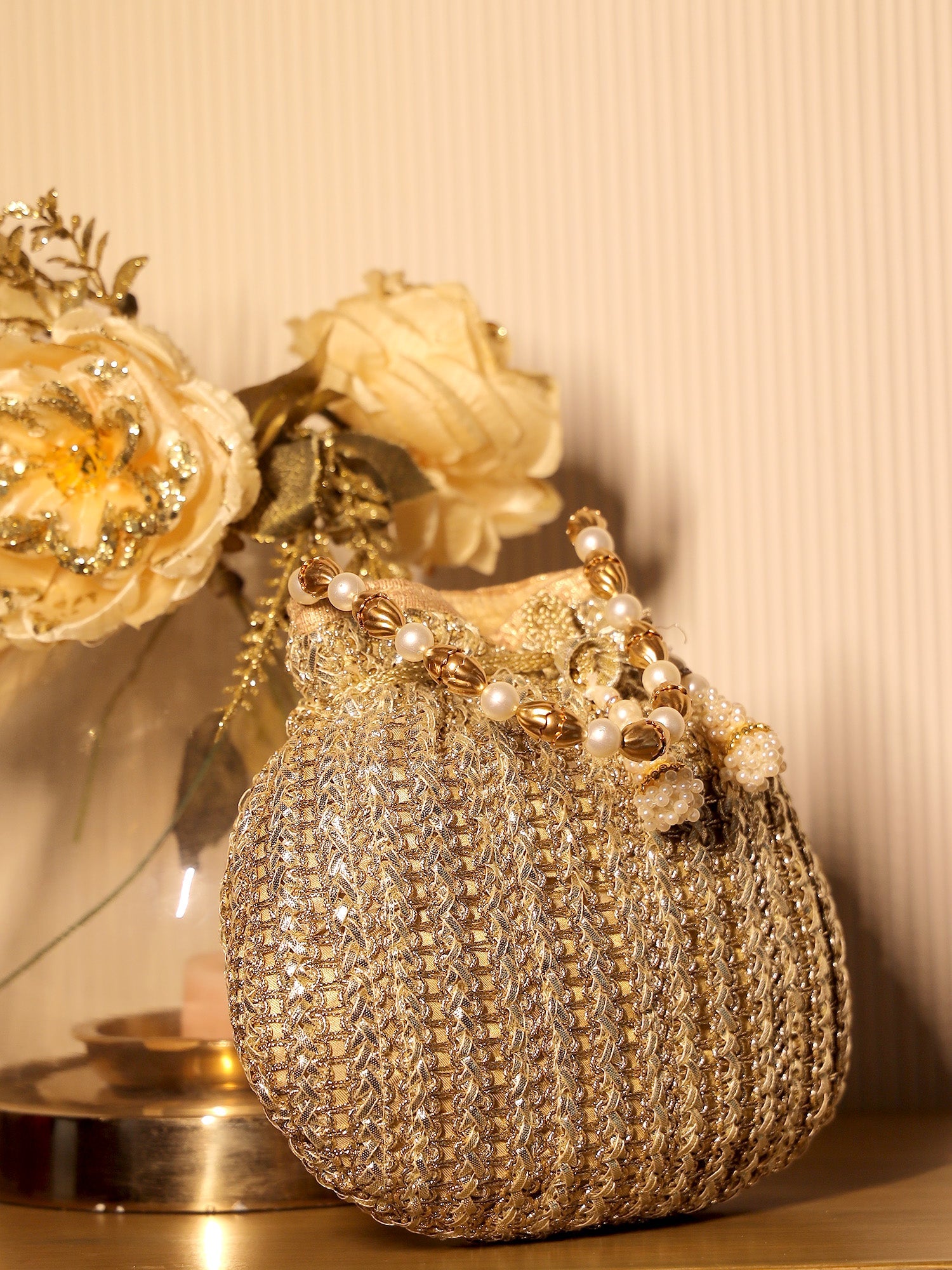 Avinashi Golden Potli Bag - qivii