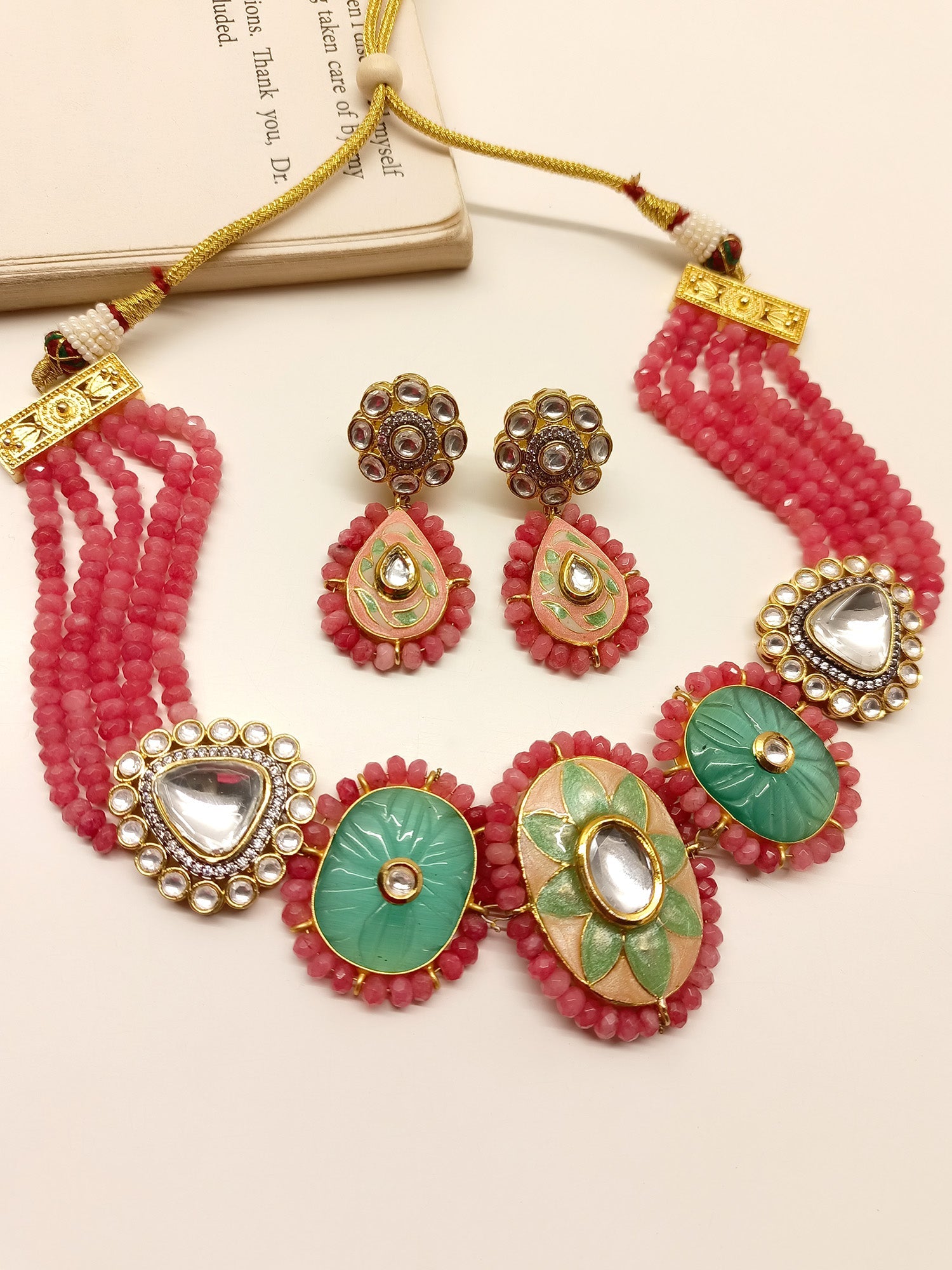 Raha P & G Meenakari Choker Set - qivii
