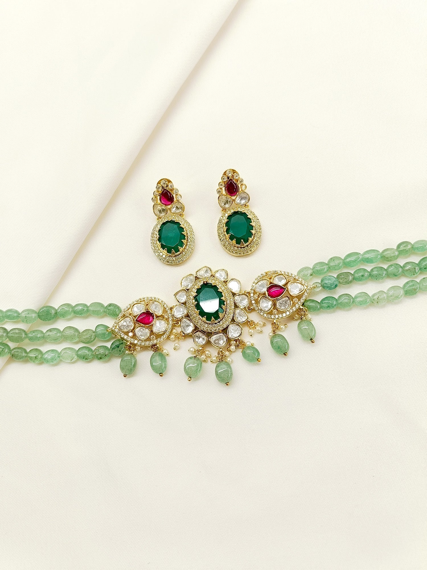 Mrinali R&G Kundan Choker Set - qivii