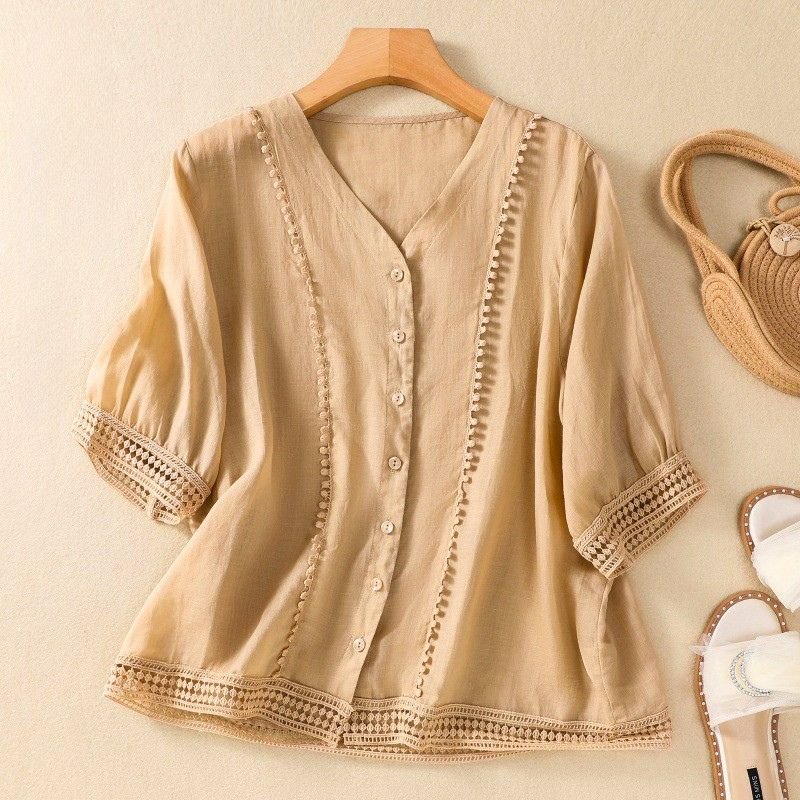 Lucia Cotton-Linen Blouse - By Qivii