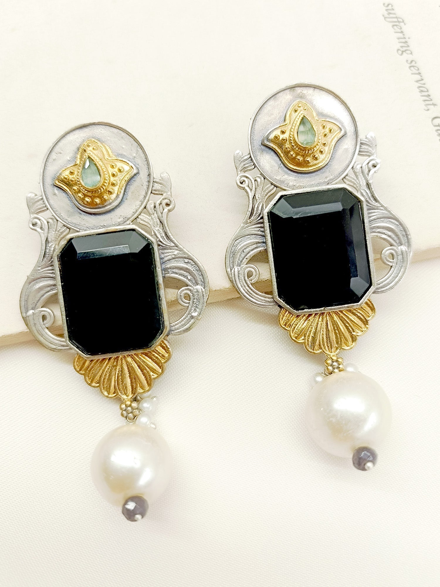 Mehala Black Oxidized Earrings - qivii