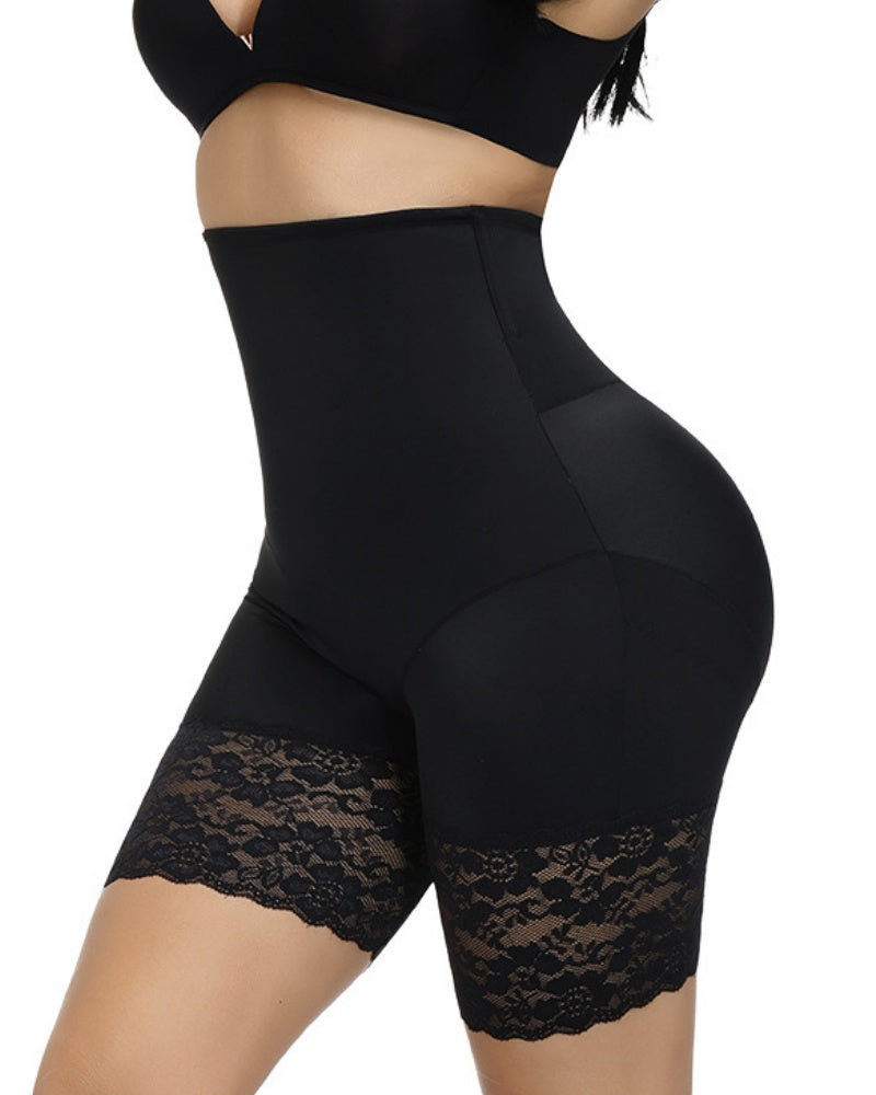 Lace Trimmed High Waist Tummy Control Butt Lift Shaping Shorts