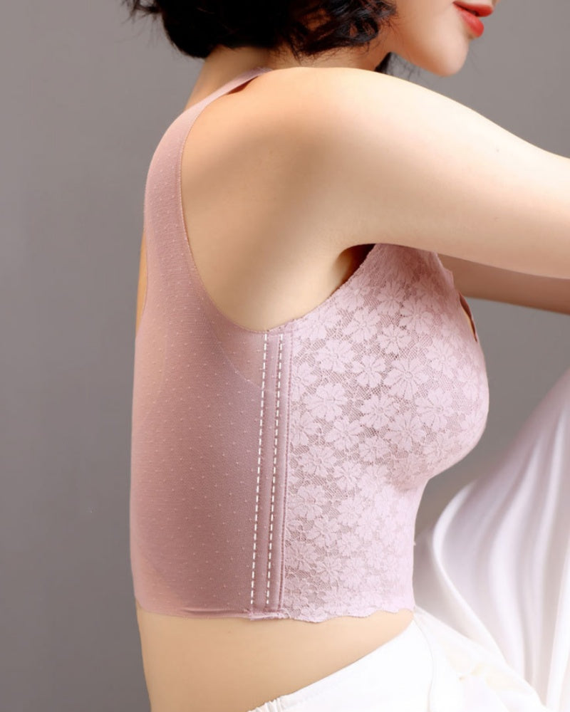 Plus Size Breathable Tank Top Push up Bra Side Smoothing