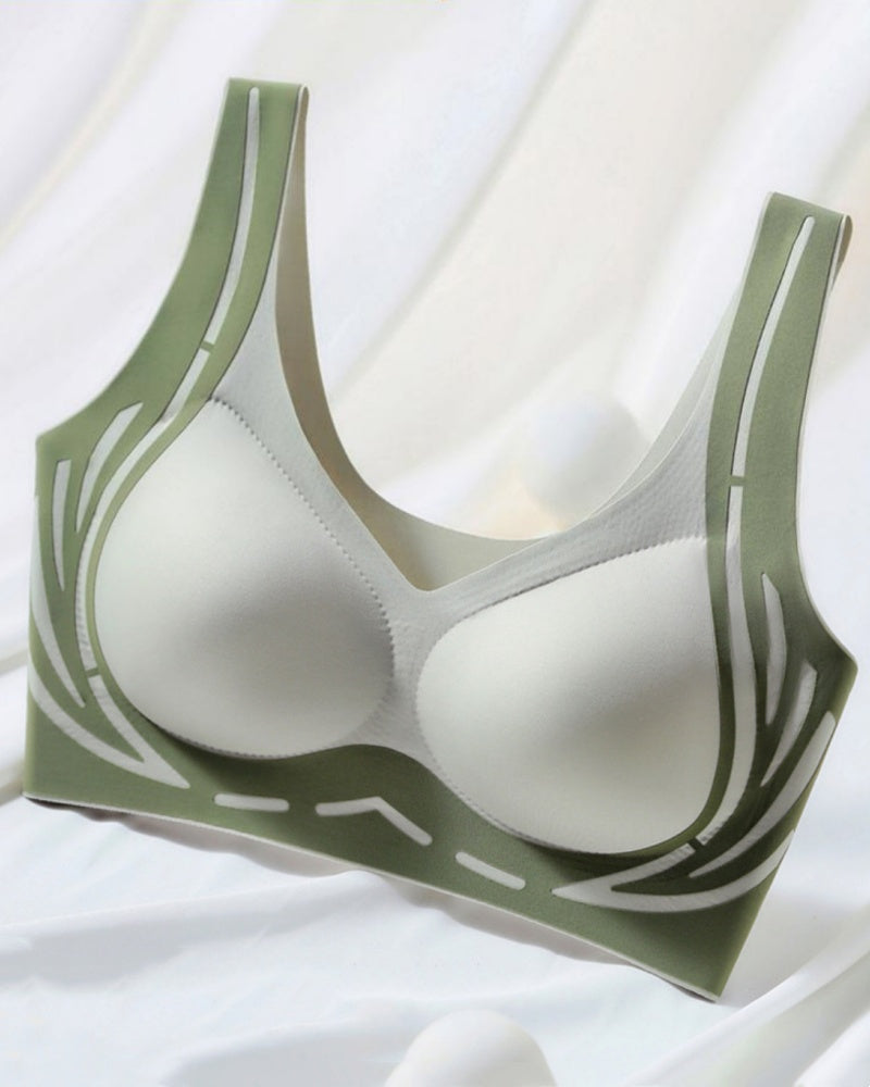 Contrasting Colors Seamless Wire Free Push Up Sleep Bra