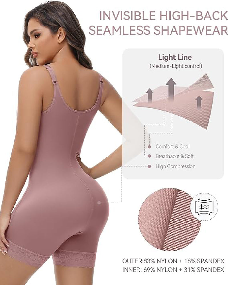 Shapshe® Tummy Control Open Bust Butt Lifter Bodysuits Shapewear - By Qivii
