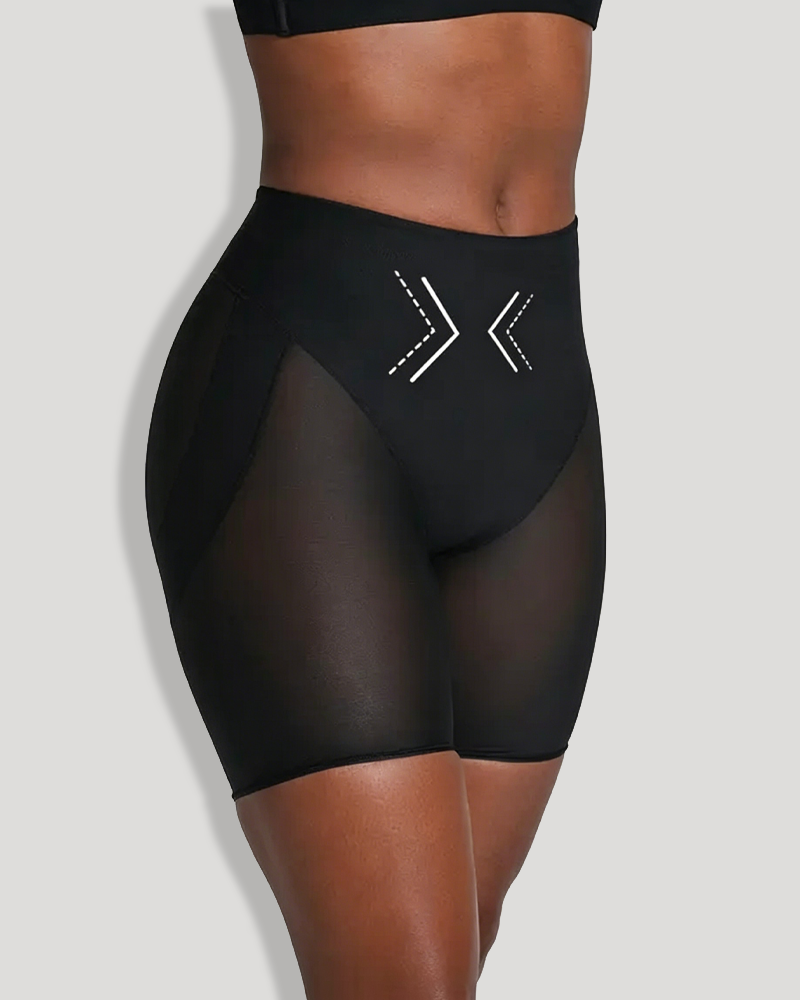 High Waist Mesh Butt Lifter Compression Shaping Shorts