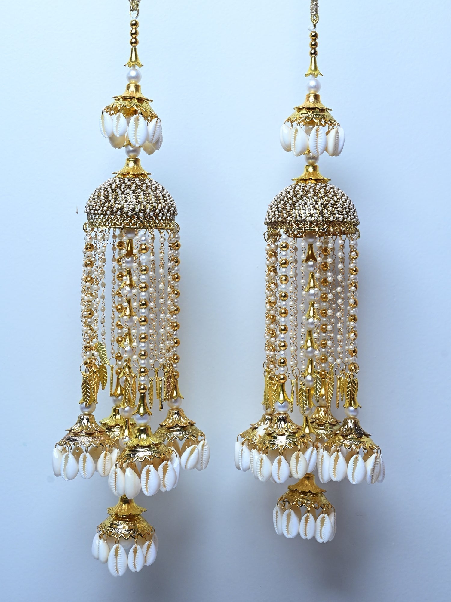 Vaishnavi Pearl Hanging Kalire With Kodi And Carved Leaves - qivii