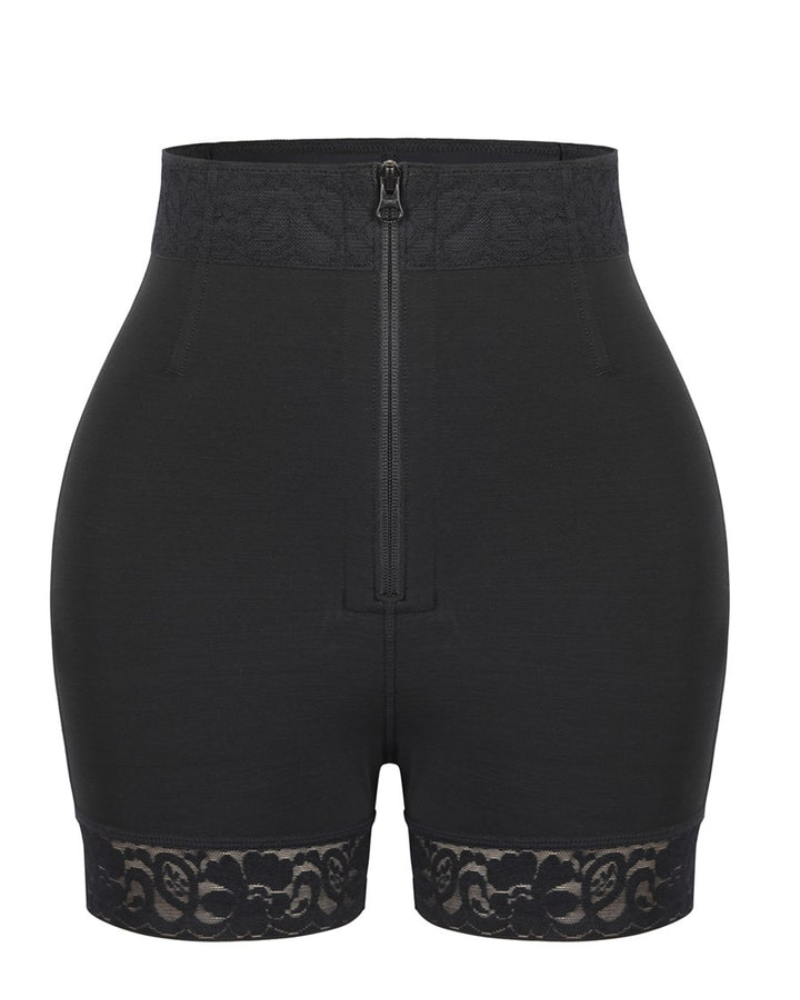 Shapshe® Mid Waist Tummy Control Front Zipper High Compression Butt Lifter Shaper Fajas Shorts - By Qivii