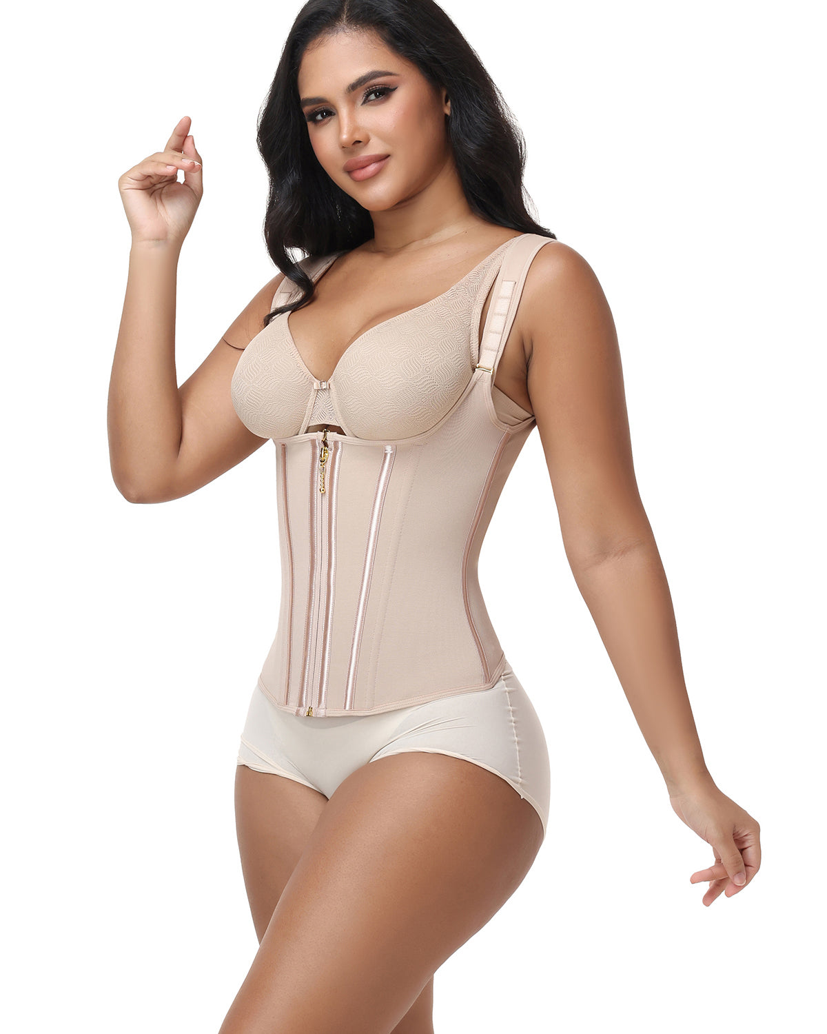 Adjustable Strap Double Compression Hourglass Zipper Waist Trainer Vest