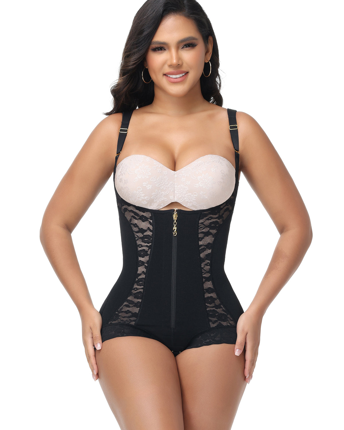 Shapshe® Fajas Colombianas Open Bust Lace Patchwork Body Shaper