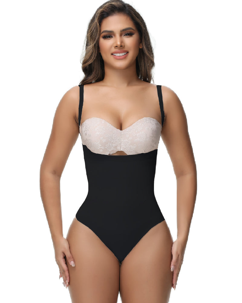 Shapshe® Seamless Tummy Control Thong Body Shaper High Waisted Girdle Butt Lifter Bodysuit - By Qivii