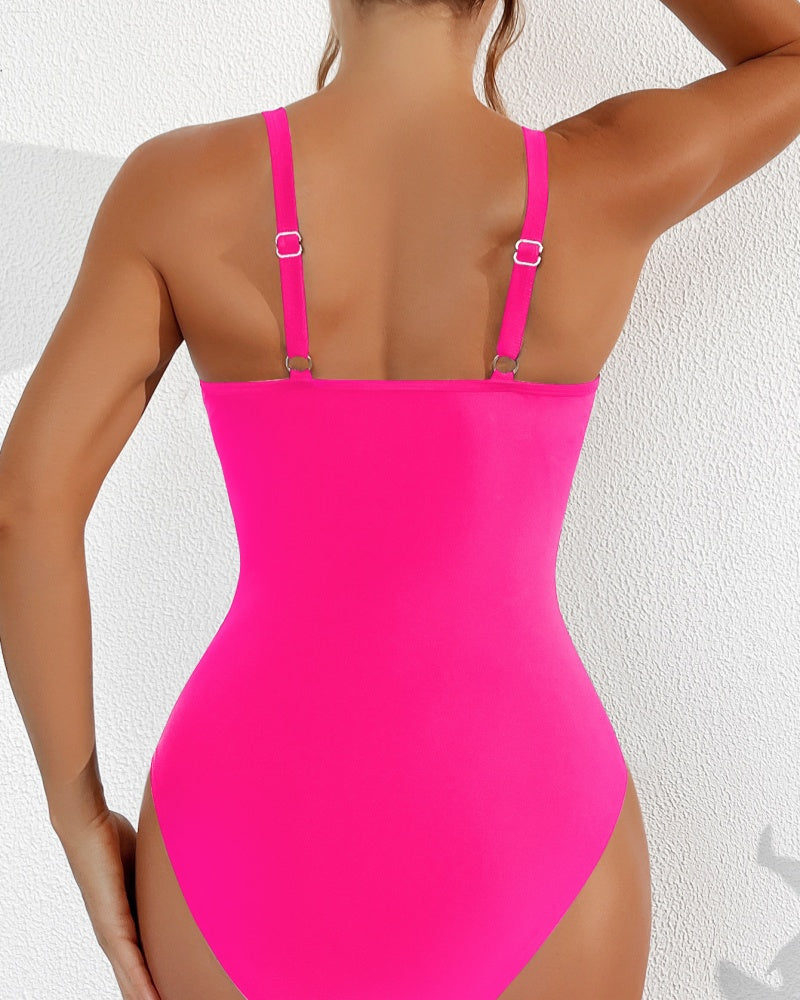 Sexy Deep V Mesh Backless One Piece Shapewear Swimsuit - By Qivii