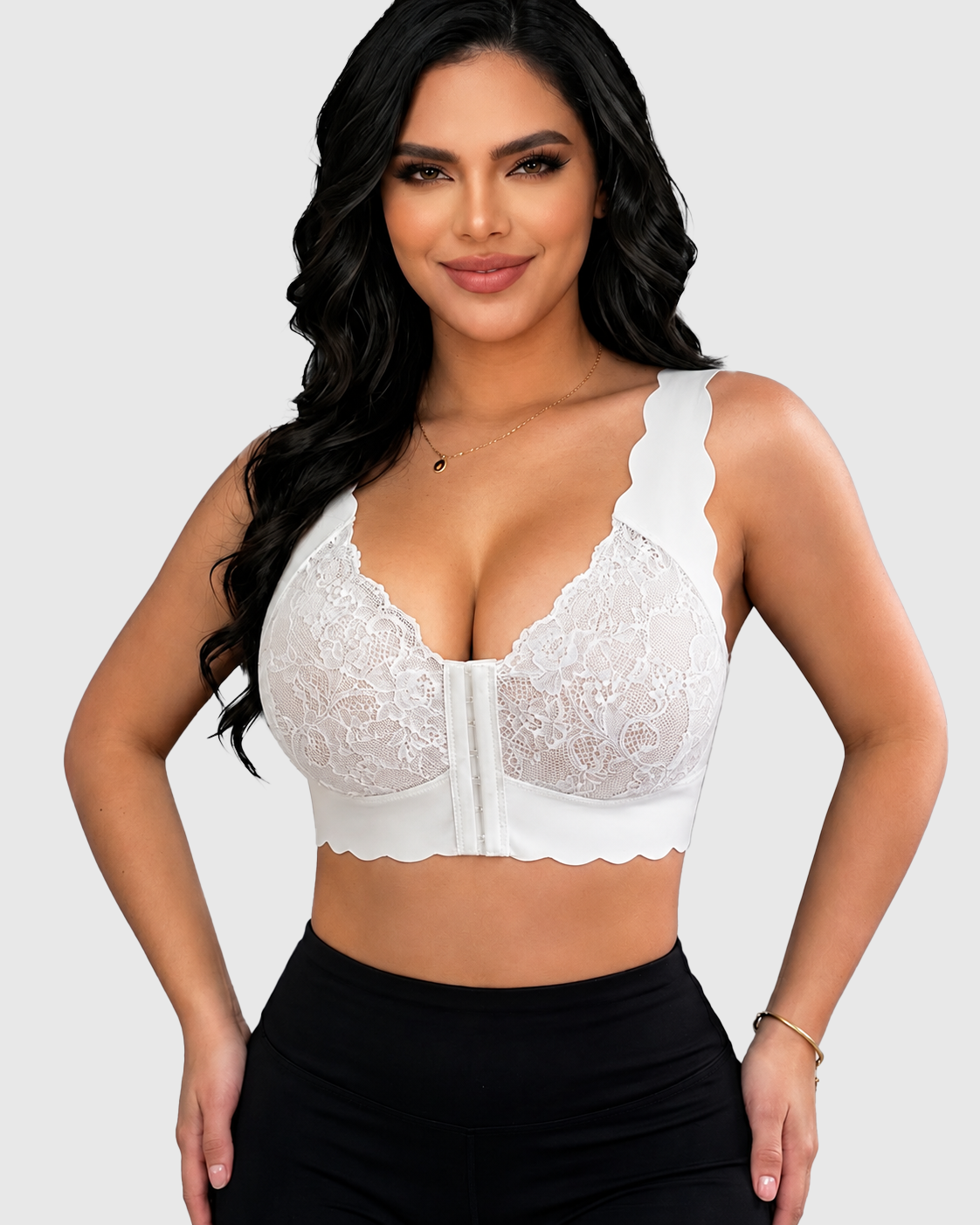 Front Hook Lace Scalloped Edge Plus Size Shapewear Bra