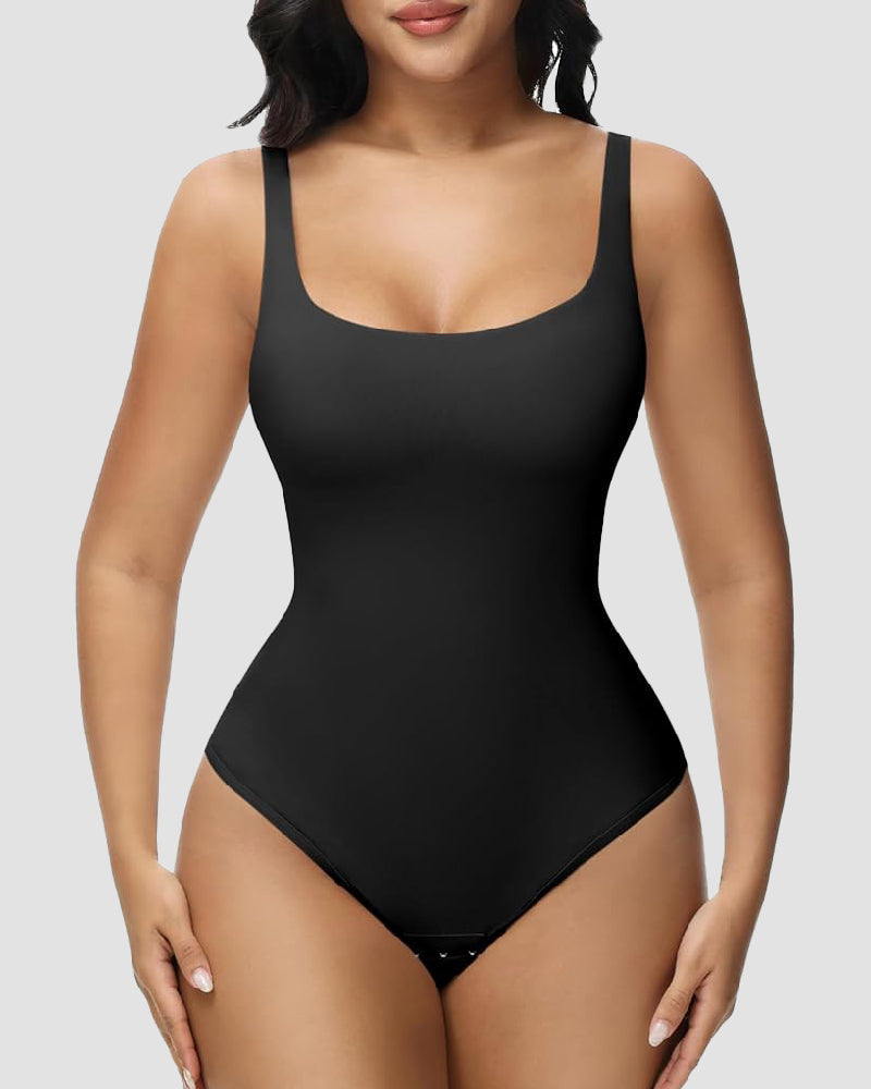 Shapshe® Seamless Tummy Control Thong Shapewear Backless Square Neck Tank Tops Body Shaper - By Qivii