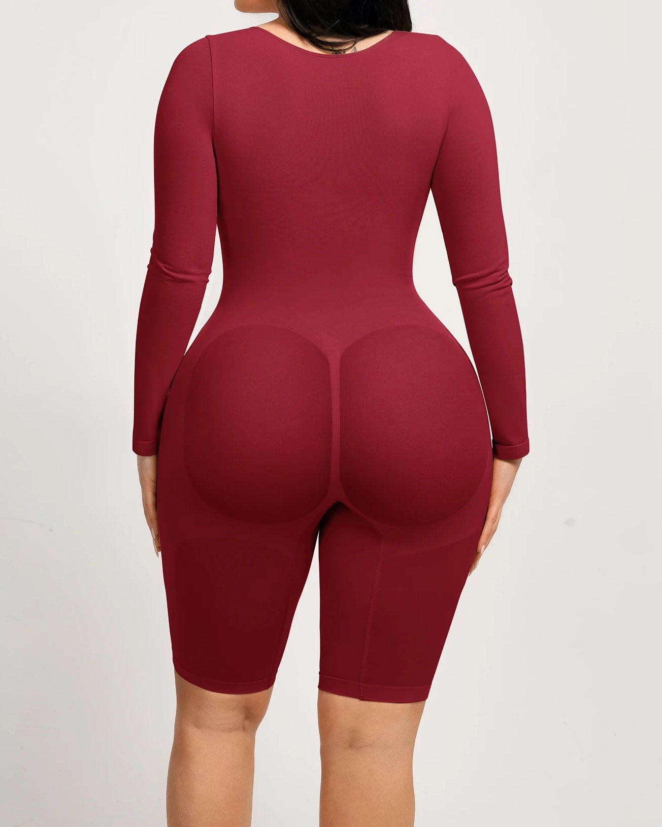 Seamless Mid-level Compression Tummy Control Long Sleeve Bodysuit - By Qivii