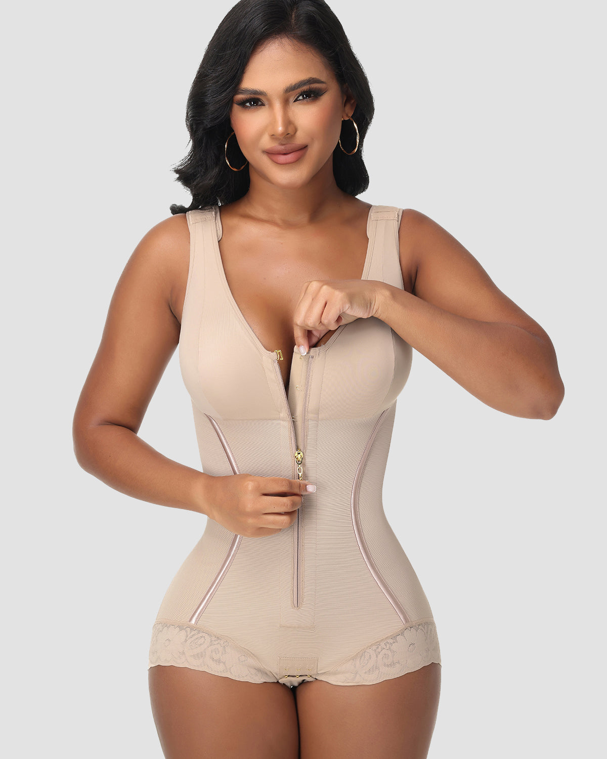 High Compression Full Body Tummy Control Zipper Modern Slim Bodysuit