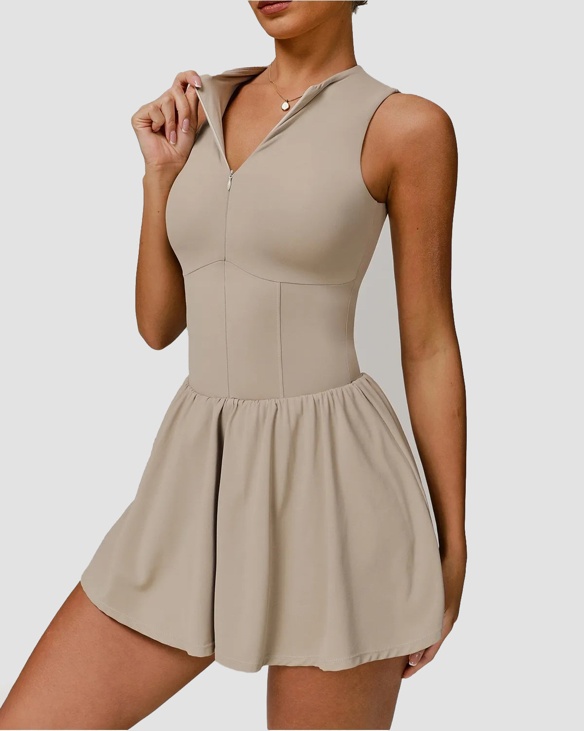 Sports Zipper Dress with Short and Pocket - By Qivii